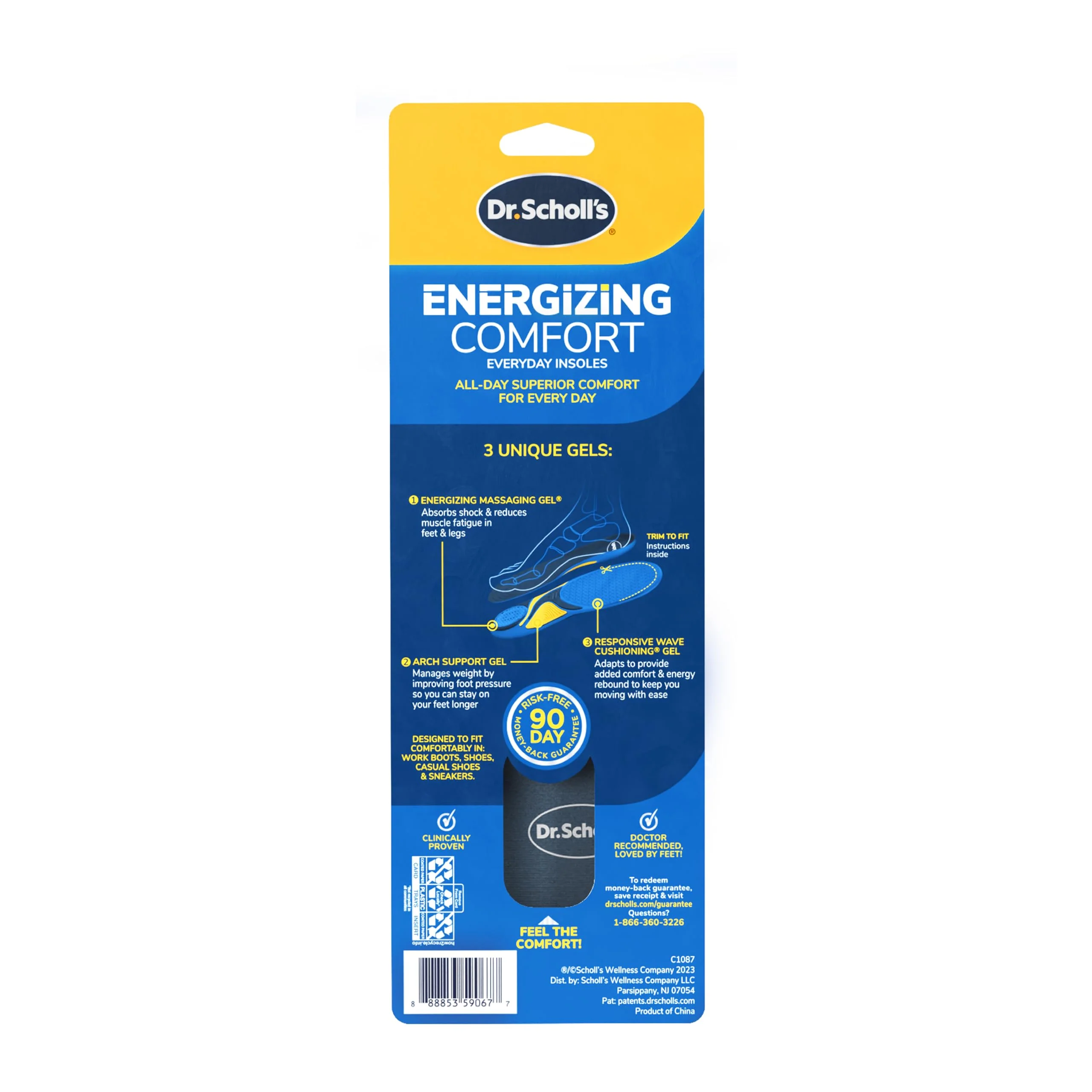 Dr. Scholl’s Energizing Comfort Women’s Everyday Insoles with Massaging Gel - Clinically Proven, All-Day Energy and Comfort Inserts with Patented Triple Gel Design - Shock Absorbing, Arch Support - Image 7