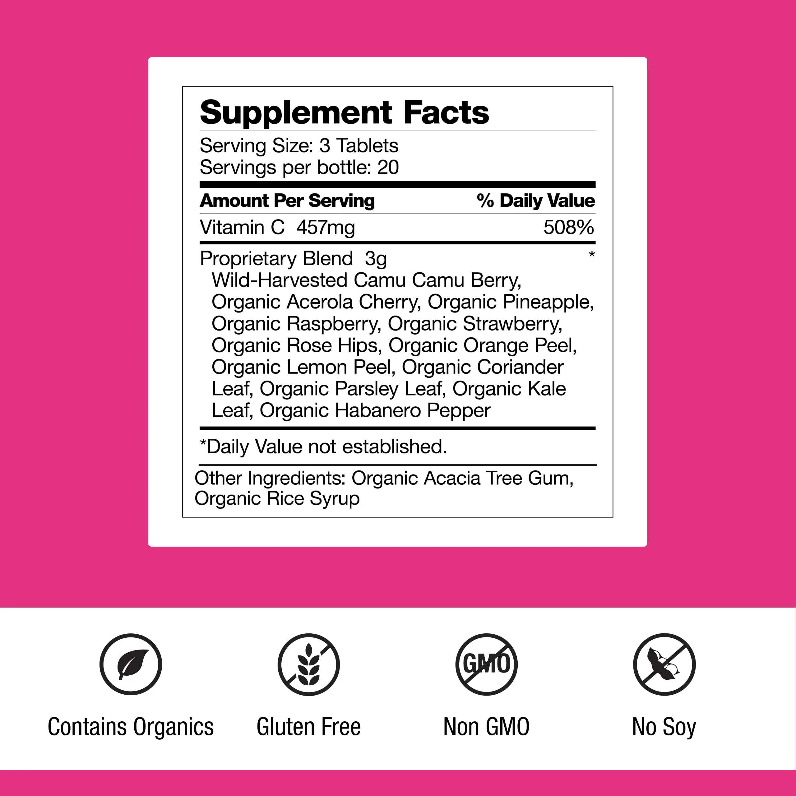 Dr. Schulze's Super-C Plus - Vitamin C Supplement for Immune Support - Skin Health & Antioxidant Support - High-Potency Formula - Plant-Based Superfood - Gluten-Free & Vegan - 60 Count (20 Servings) - Image 3