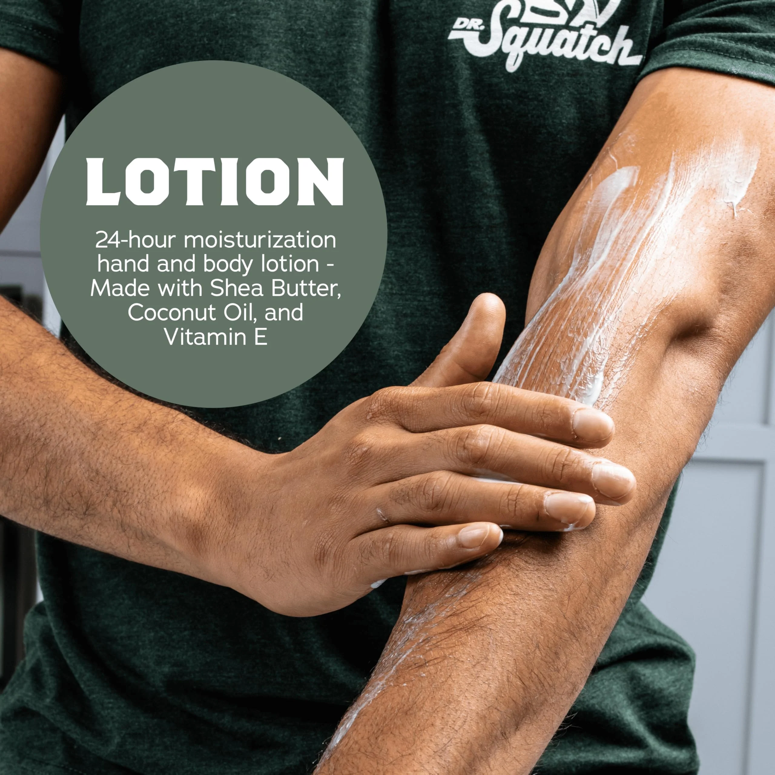 Dr. Squatch Natural Hand and Body Lotion for Men - Made with Shea Butter, Coconut Oil, Vitamin E for 24-Hr Moisturization - Pine Tar (10 fl oz, 2-Pack) - Image 4