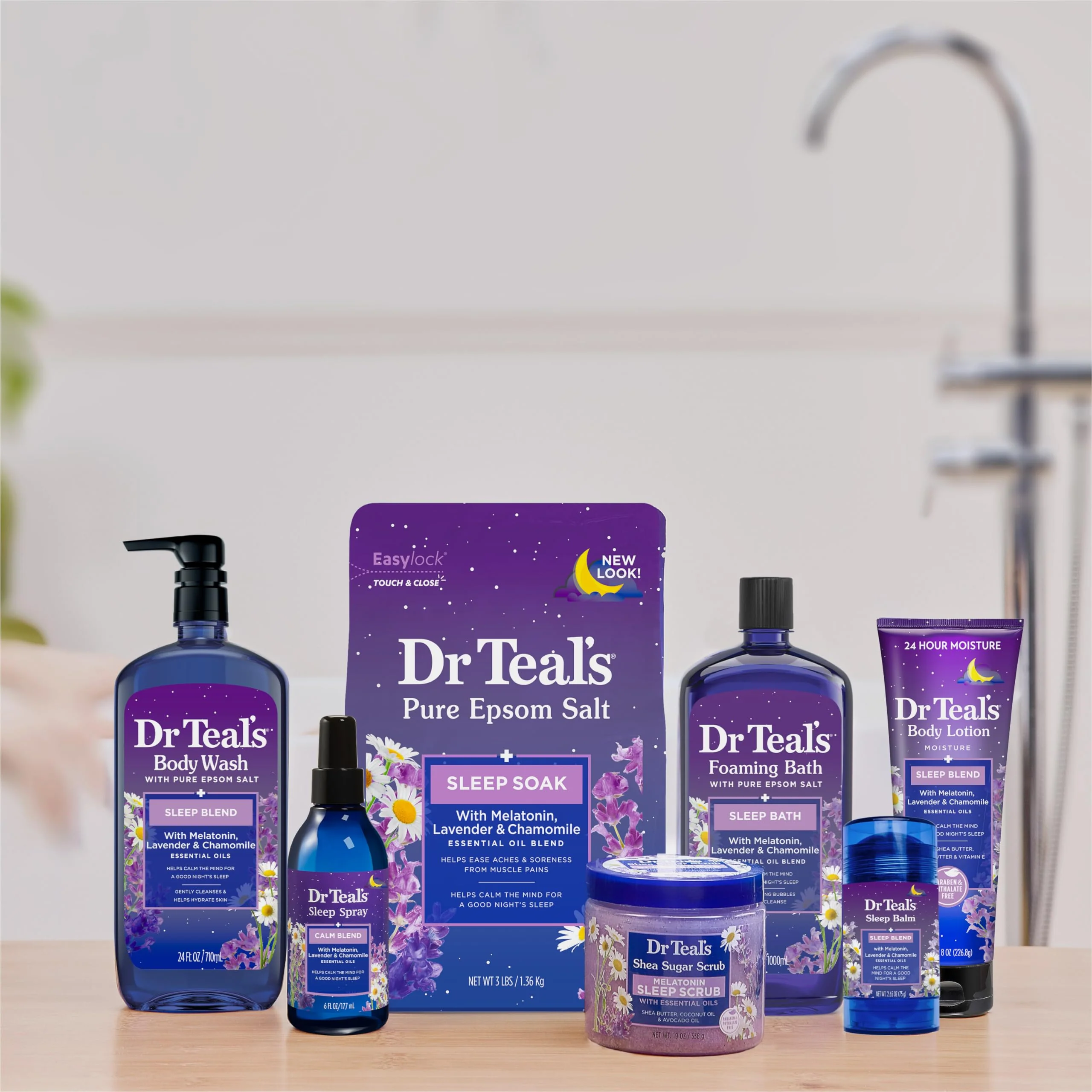 Dr Teal's Body Wash with Pure Epsom Salt, Sleep Blend with Melatonin, 24 fl oz (Pack of 4) - Image 6
