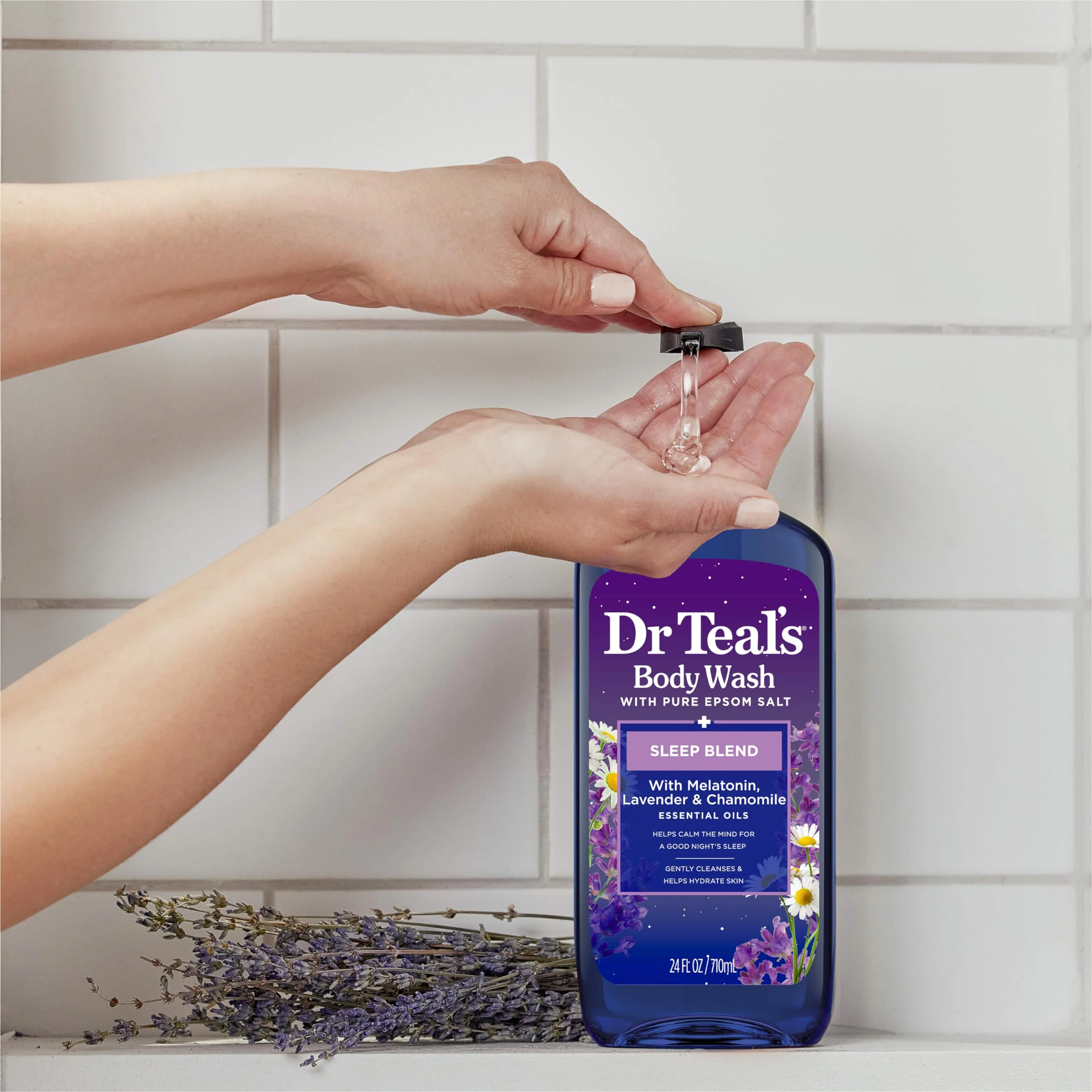 Dr Teal's Body Wash with Pure Epsom Salt, Sleep Blend with Melatonin, 24 fl oz (Pack of 4) - Image 8