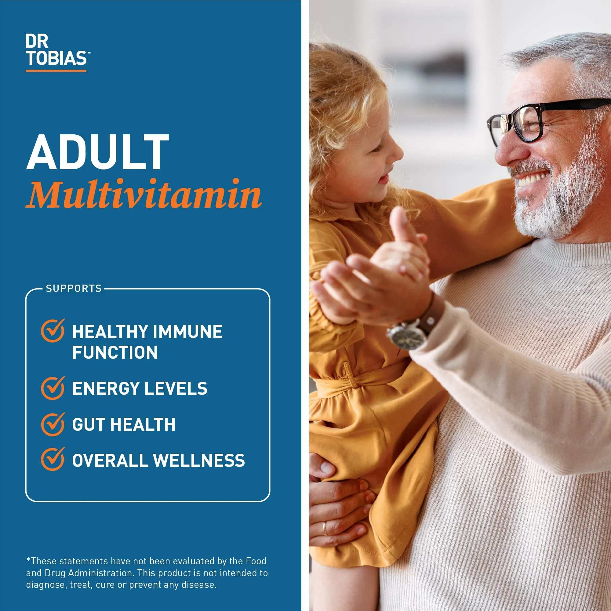 Dr. Tobias Adult Multivitamin for Women & Men, Immune Supporting Vitamins from 42 Fruits, Vegetables, Plus Probiotics, Vegan Multivitamins for Men & Women, Non-GMO, 180 Tablets, 60 Servings - Image 6