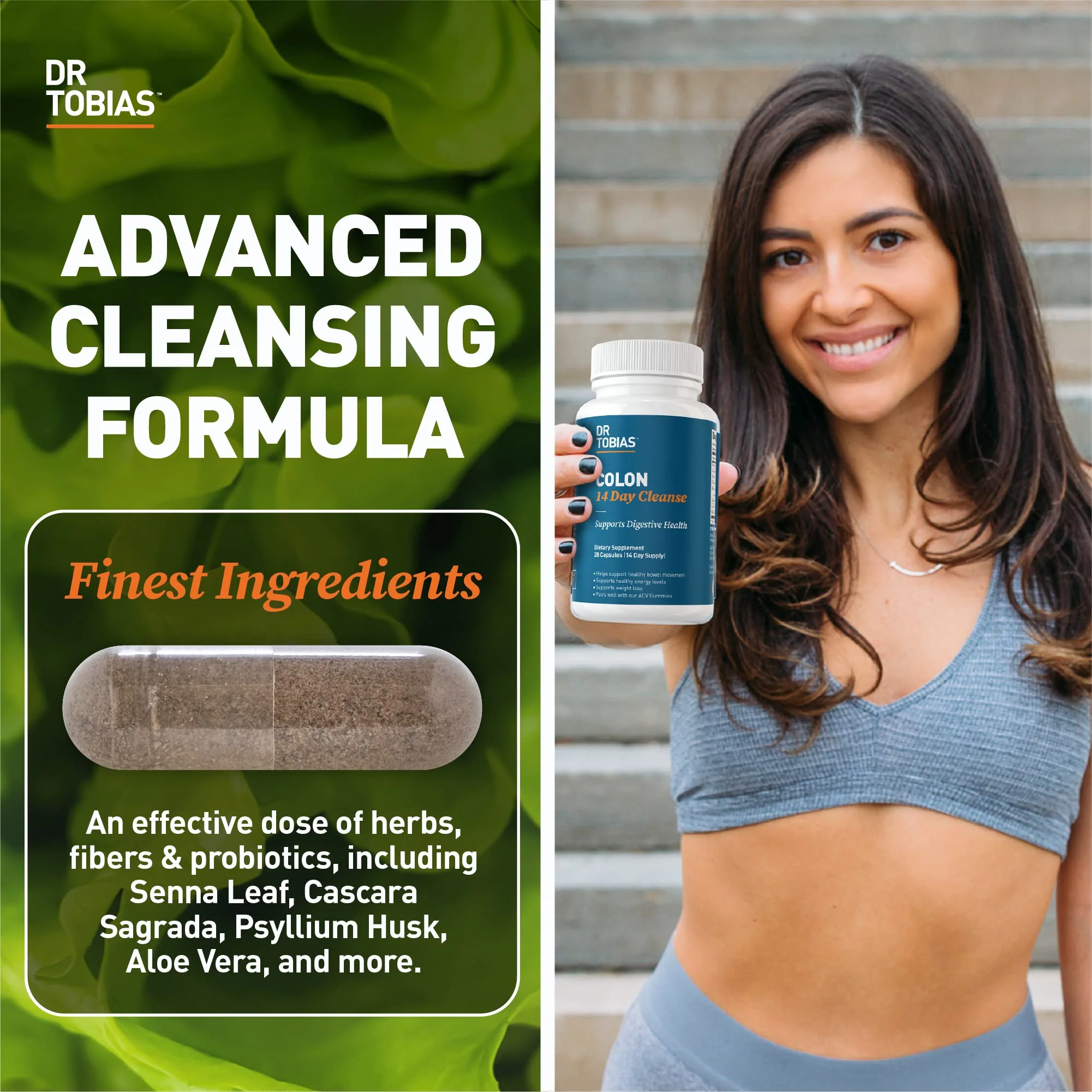 Dr. Tobias Colon Cleanse - Constipation Relief & Gut Health Support for Women & Men | 14 Day Colon Cleanser for a Gentle Colon Detox & Gut Flush - 2 Bottles of 28 Capsules - Image 2