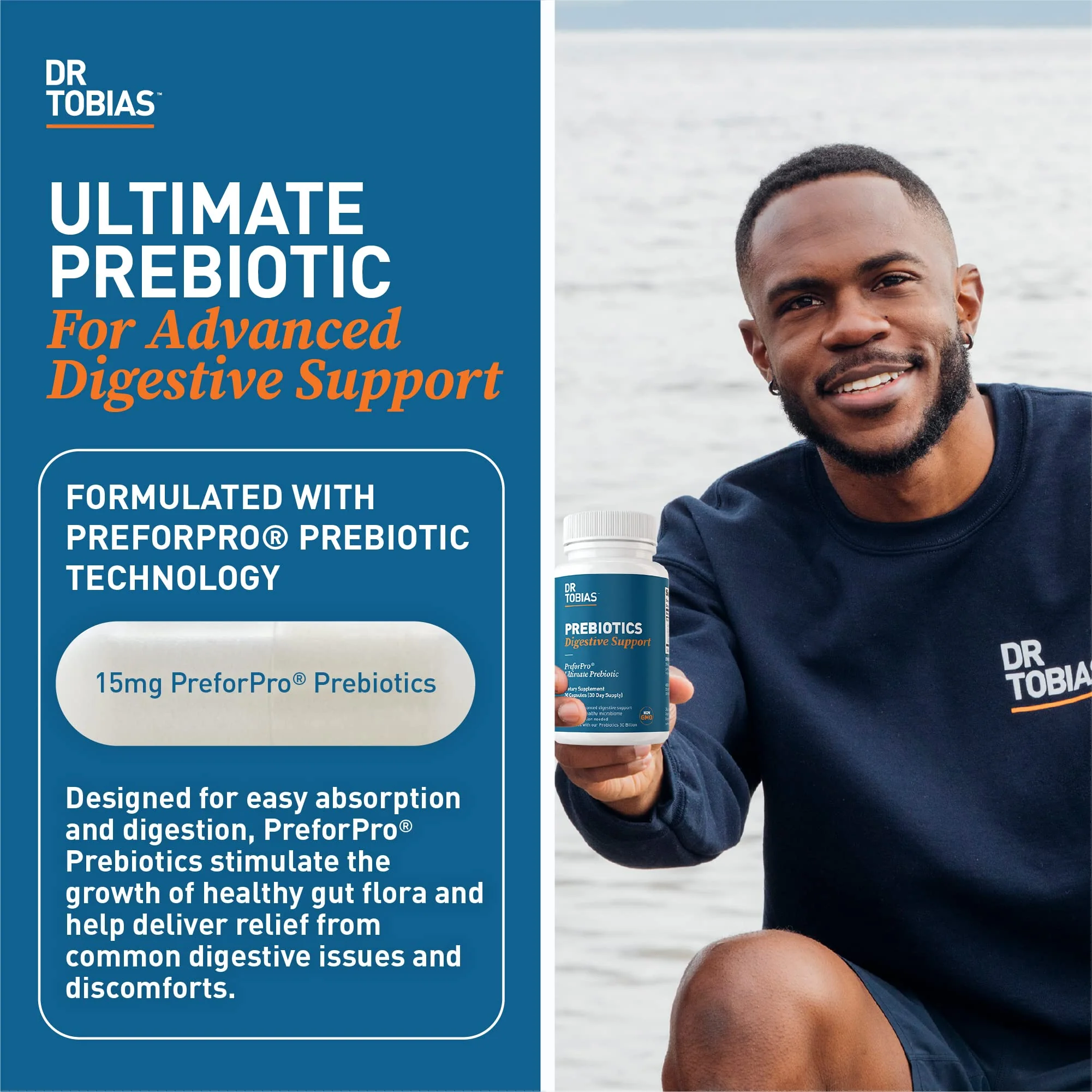 Dr. Tobias Prebiotics Digestive Support, Advanced Prebiotic Supplement for Gut Health, Immune Function & Boost for Probiotics for Women & Men, Vegan, Non-GMO, 90 Capsules, 90 Servings - Image 7
