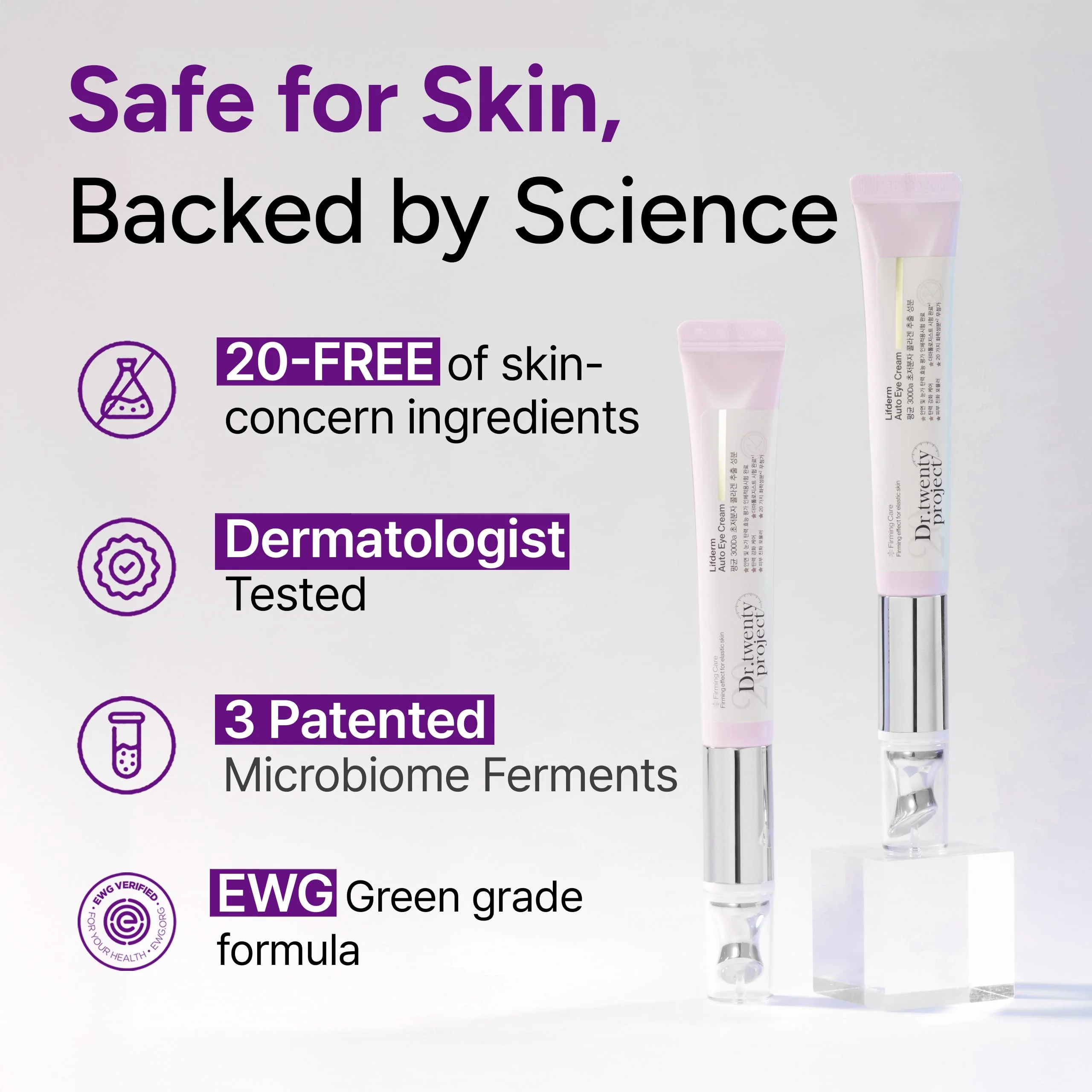 Dr.twentyproject Lifderm Eye Cream with Collagen & Vibrating Device for Wrinkles, Anti-Aging, Dark Circles – Lifting, Firming, Tightening, Depuffing, Nourishing Korean Skincare (20ml 0.6 fl oz) - Image 3
