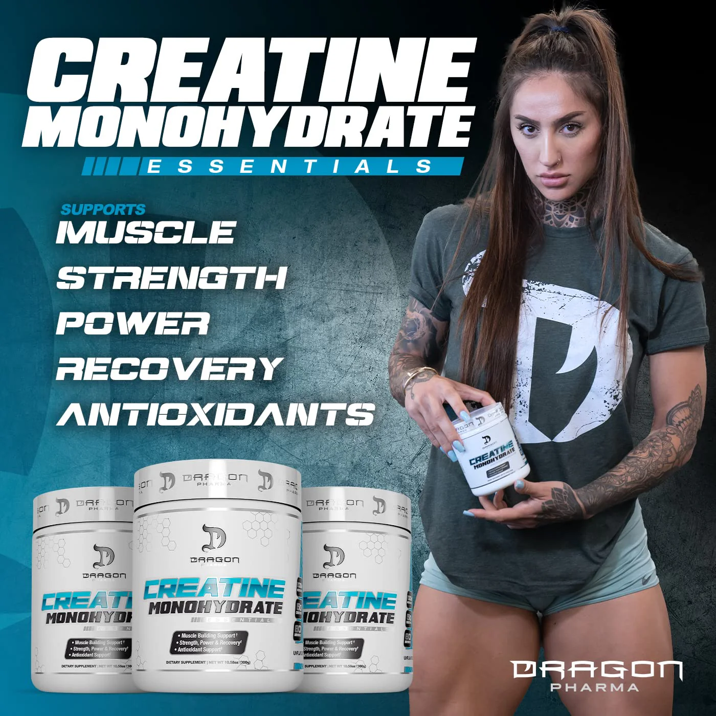 DRAGON PHARMA Creatine Monohydrate, Aid Muscle Recovery, Post-Workout Supplement, Antioxidant Support (60 Servings, Unflavored) - Image 8