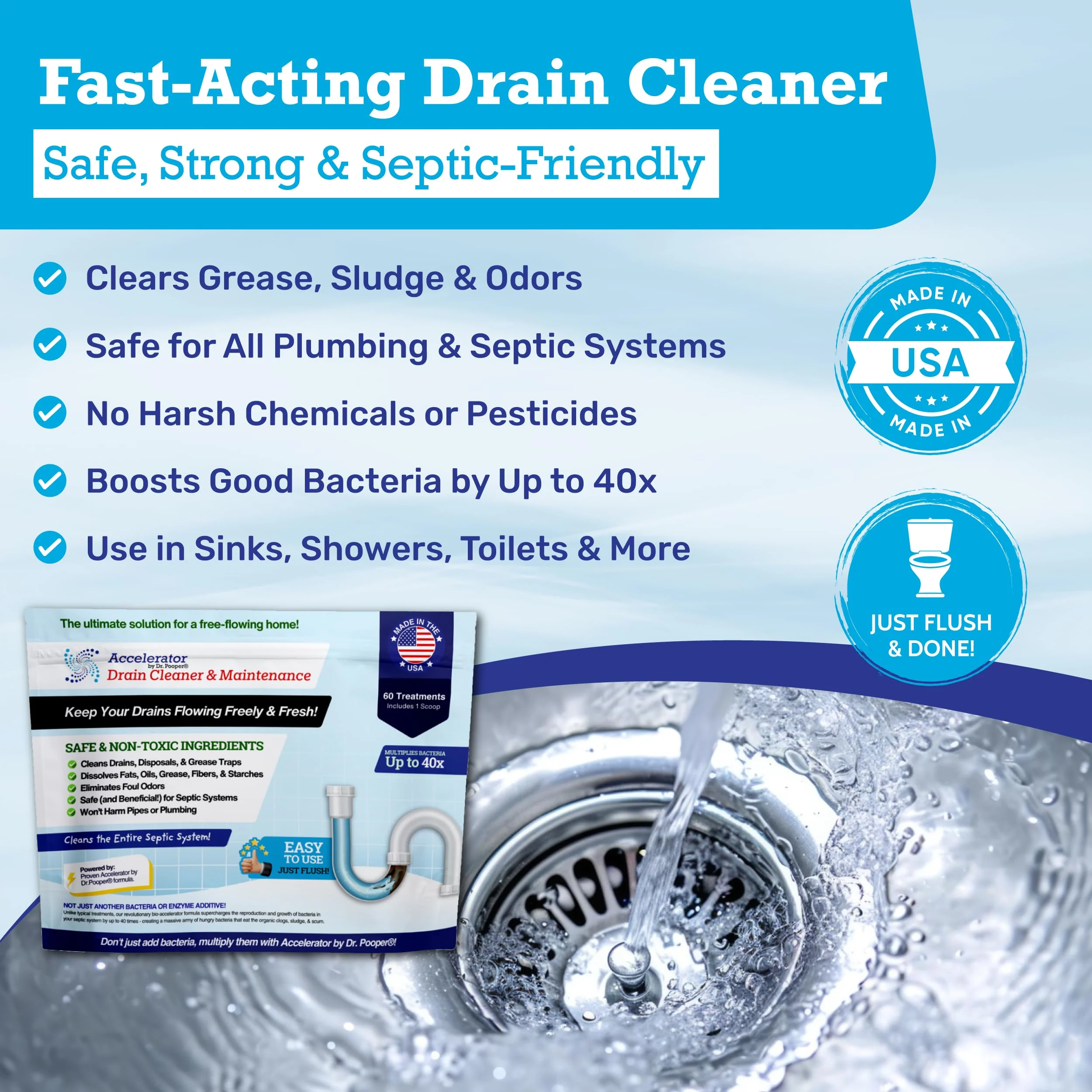Drain Cleaner & Maintenance - Keeps Drains, Pipes, & Grease Traps Clean and Flowing Smoothly - Eliminates Odors - Non-Toxic & Pesticide-Free - Septic-Friendly - Made in USA - Image 7
