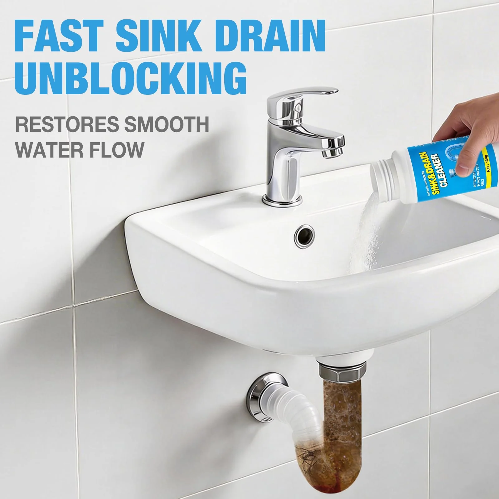 Drain Cleaner Sink Clog Remover: Powerful Foam Powder Unclogger for Kitchen and Bathroom Pipes - Fast Hair Cleaning Solution for Shower Drains (4 Pack) - Image 8