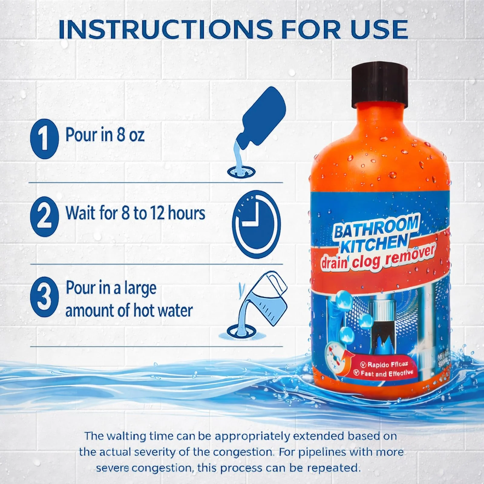 Drain Clog Remover, Liquid Plumber Drain Cleaner, Sink Cleaner Garbage Disposal and Deodorizer, Pipe Cleaners for Shower or Sink Drains, Professional Toilet Unclogs and Removes Hair, Blockage (2 pcs) - Image 6