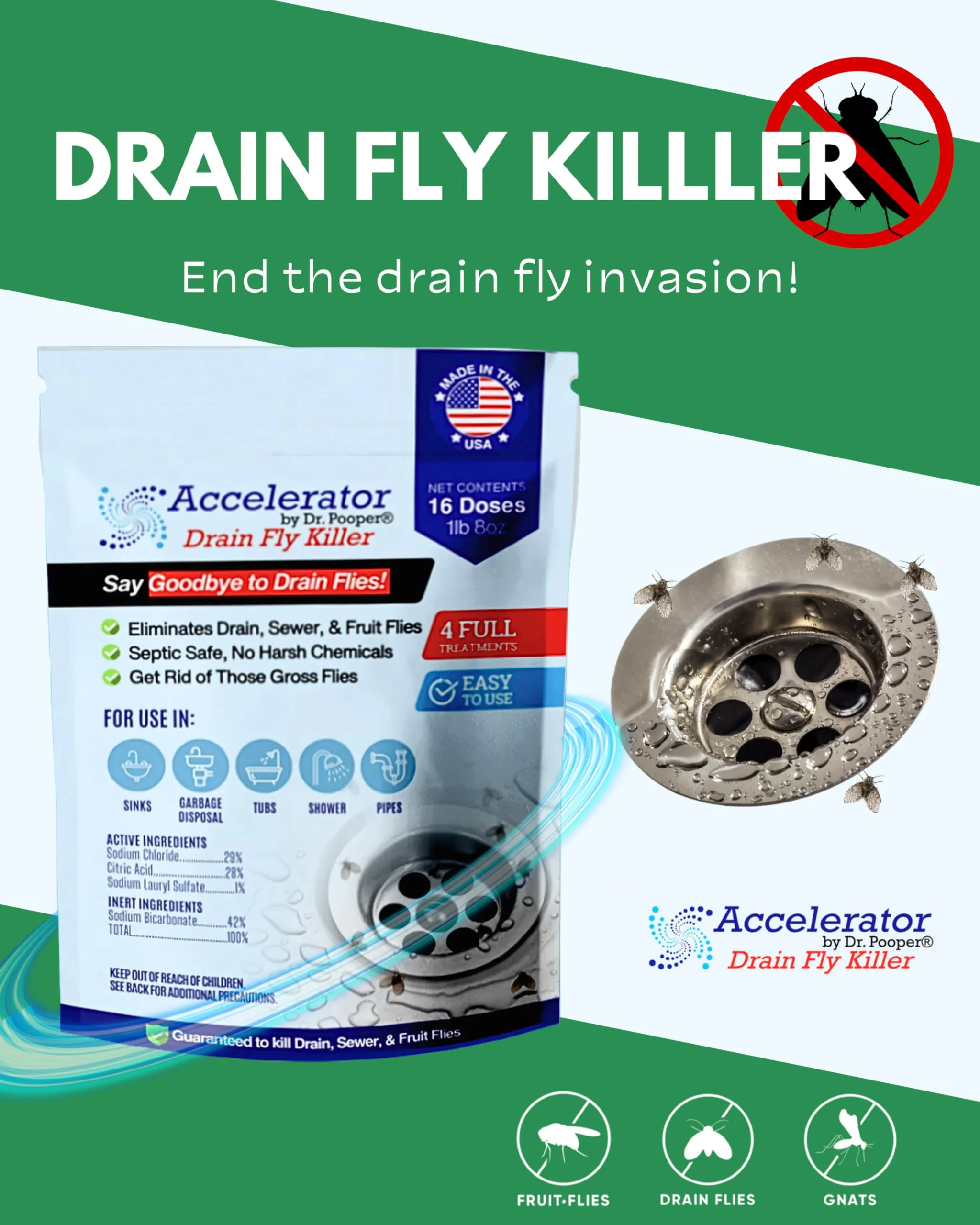 Drain Fly Killer Powder – Eliminates Drain Flies & Sewer Flies in Drains, Sinks, Showers – Fast-Acting Treatment - Septic Safe & Made in USA - Image 8