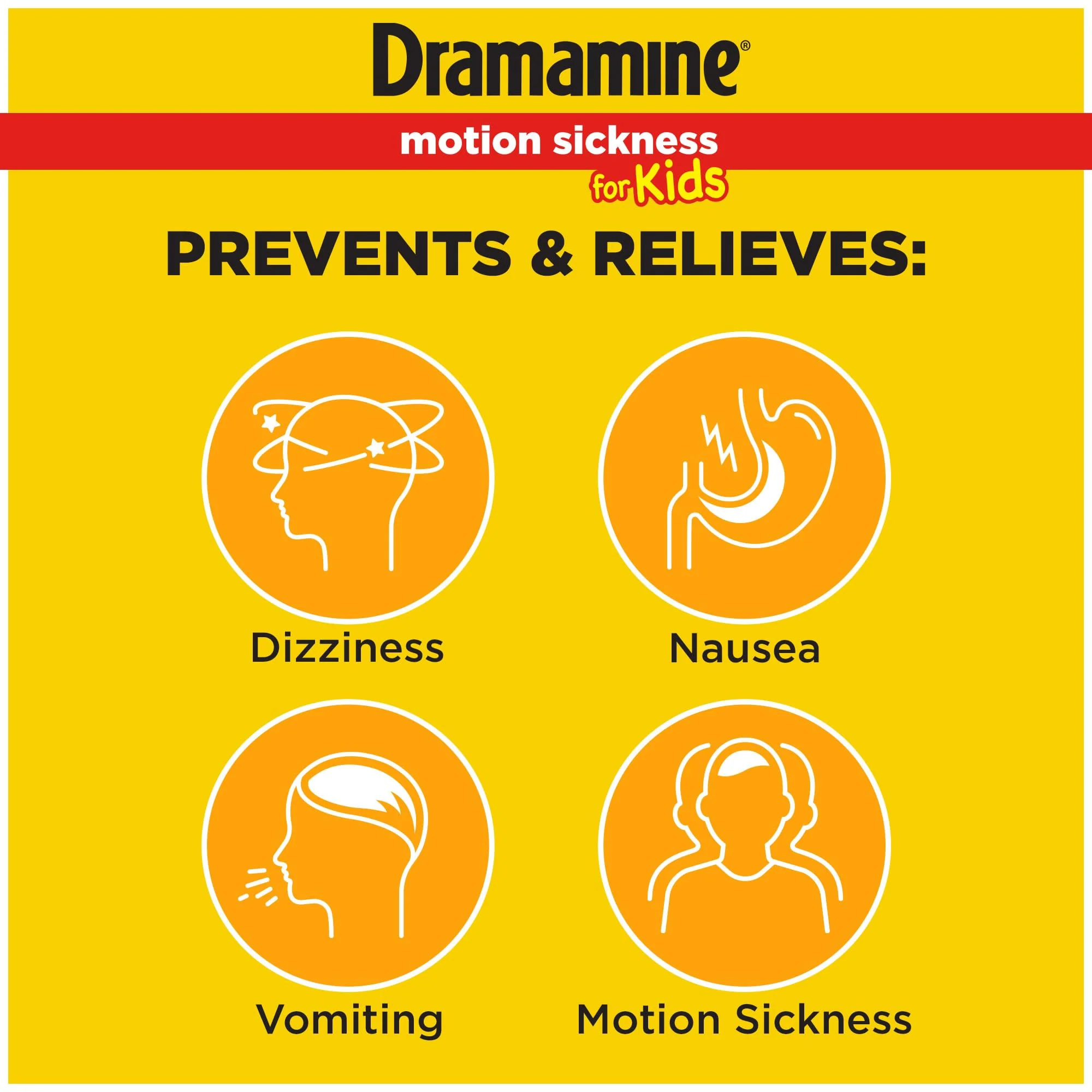 Dramamine Motion Sickness Relief for Kids - Chewable Grape Flavor, 8 Count (Pack of 3) - Image 2