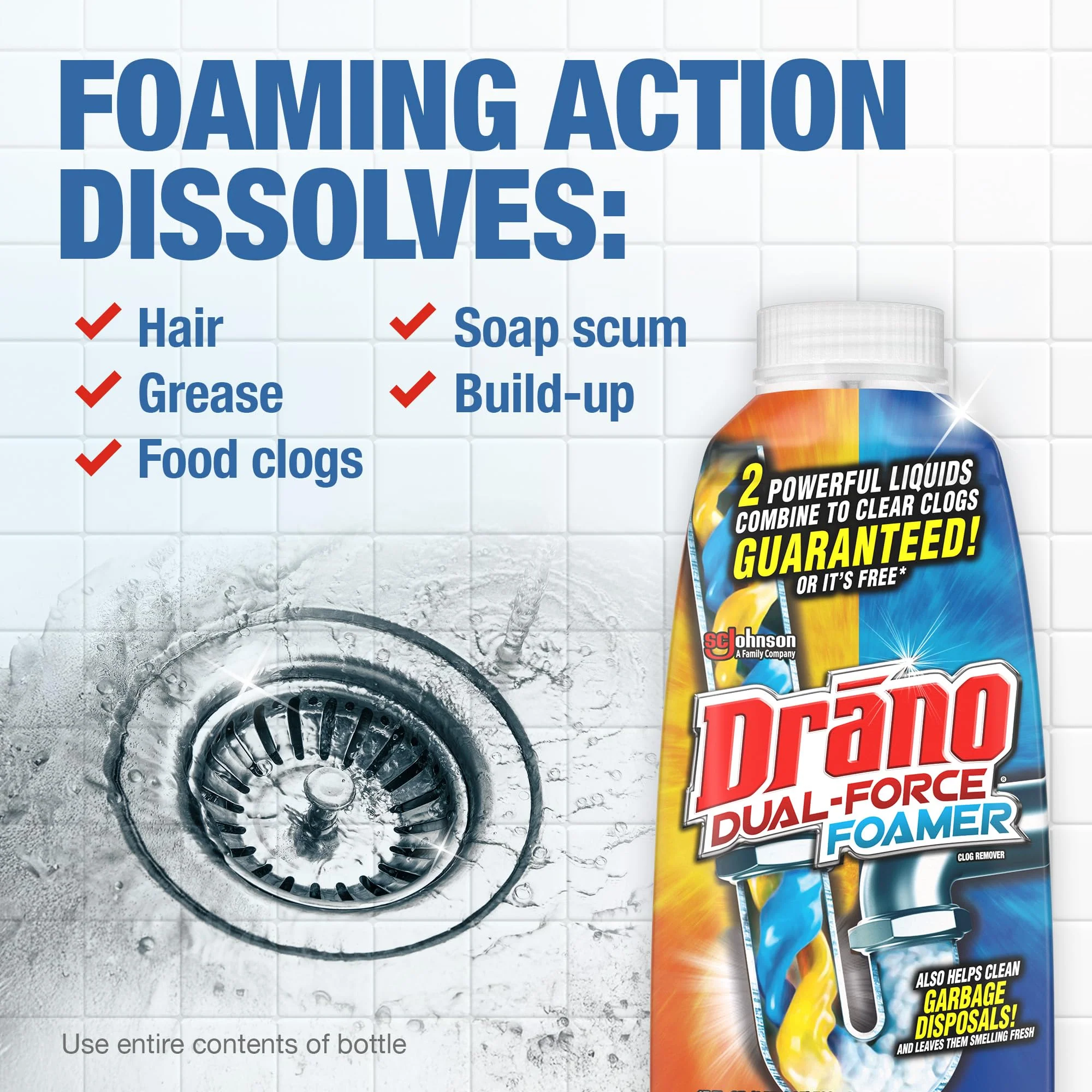 Drano Dual-Force Foamer Clog Remover, 17 oz (Pack of 5) - Image 9