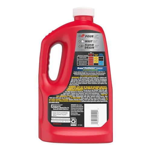 Drano Max Gel Drain Clog Remover & Cleaner, Fast-Acting to Unclog Standing Water & Remove Hair, Grease & Food Blockages, Safe for all Pipes & Septic, Kitchen Sinks, Bathroom Showers, 80 Oz, 2 Pack - Image 2