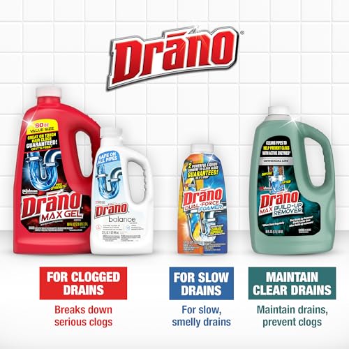 Drano Max Gel Drain Clog Remover & Cleaner, Fast-Acting to Unclog Standing Water & Remove Hair, Grease & Food Blockages, Safe for all Pipes & Septic, Kitchen Sinks, Bathroom Showers, 80 Oz, 2 Pack - Image 3