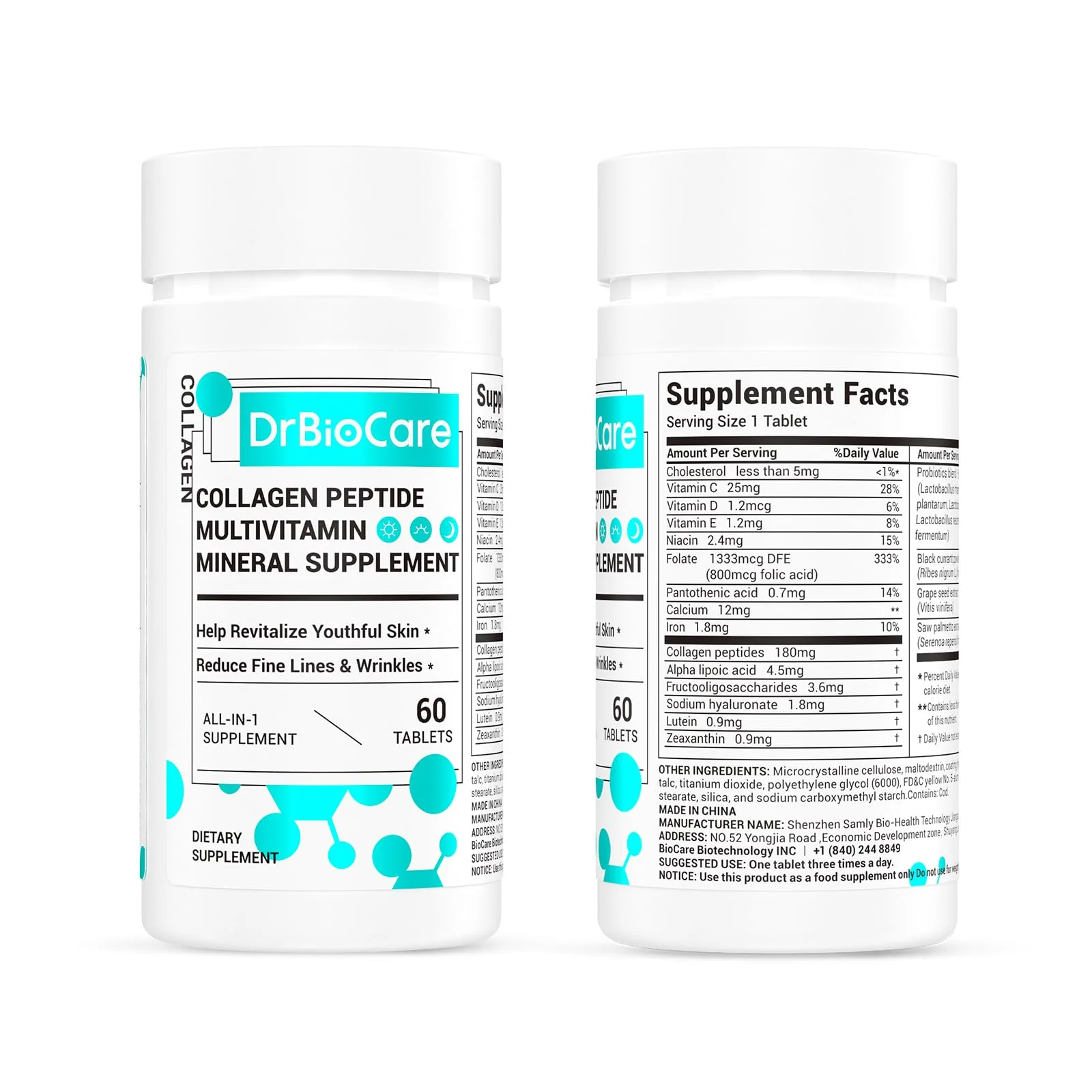 DrBioCare Collagen Peptides for Women, Beauty Vitamin & Mineral Supplement,Contains Vitamin D3, Probiotics for Women & Collagen Peptides,Vitamin B Complex,Vitamin E 120 Tablets - Image 4