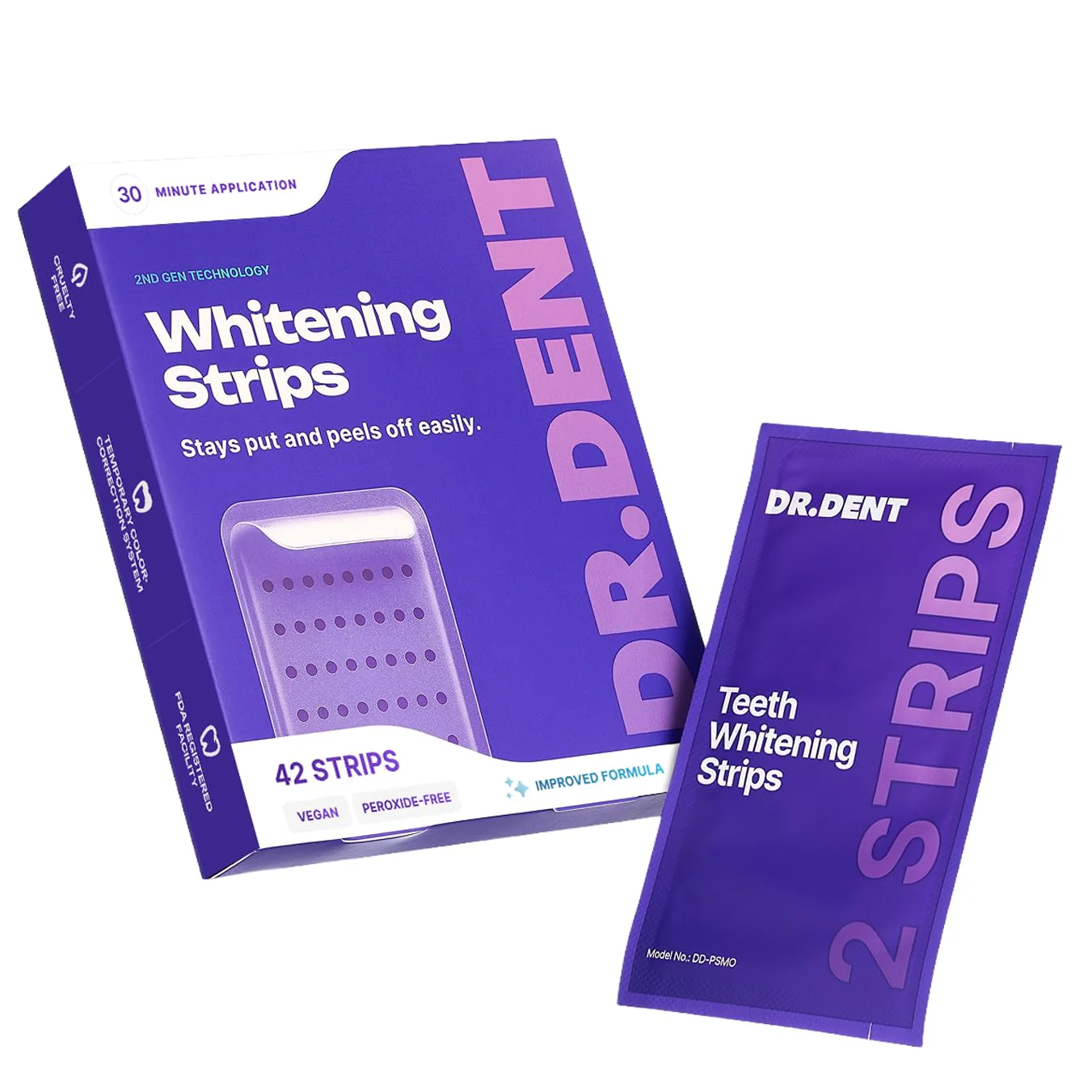 DrDent Professional Teeth Whitening Strips 21 Treatments - Safe for Enamel - Non Sensitive Teeth Whitening - Whitening Without Any Harm - Pack of 42 Strips + Mouth Opener Included - Image 2