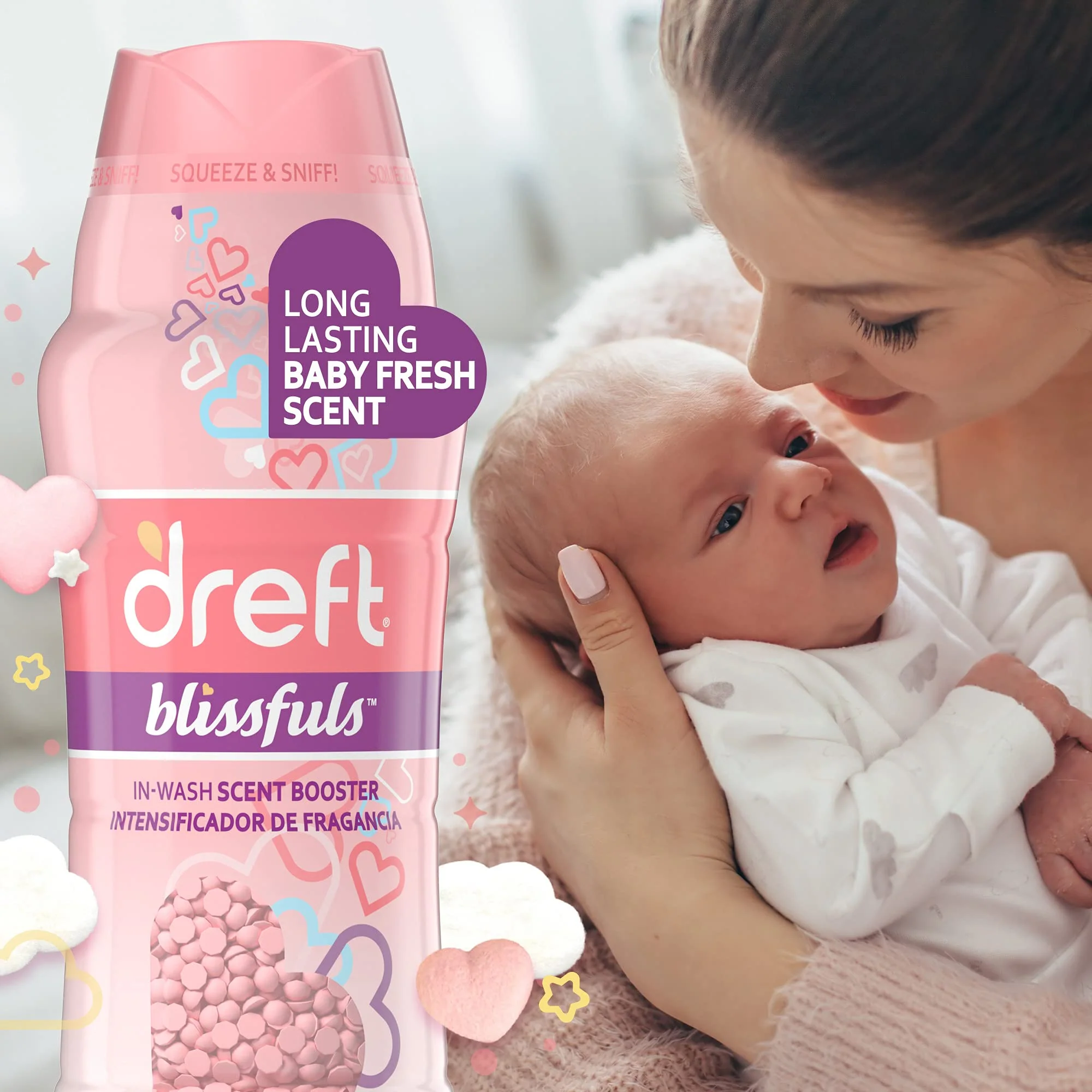 Dreft Blissfuls In-Wash Laundry Scent Booster Beads, Baby Fresh Scent, 18.2 oz - Image 3