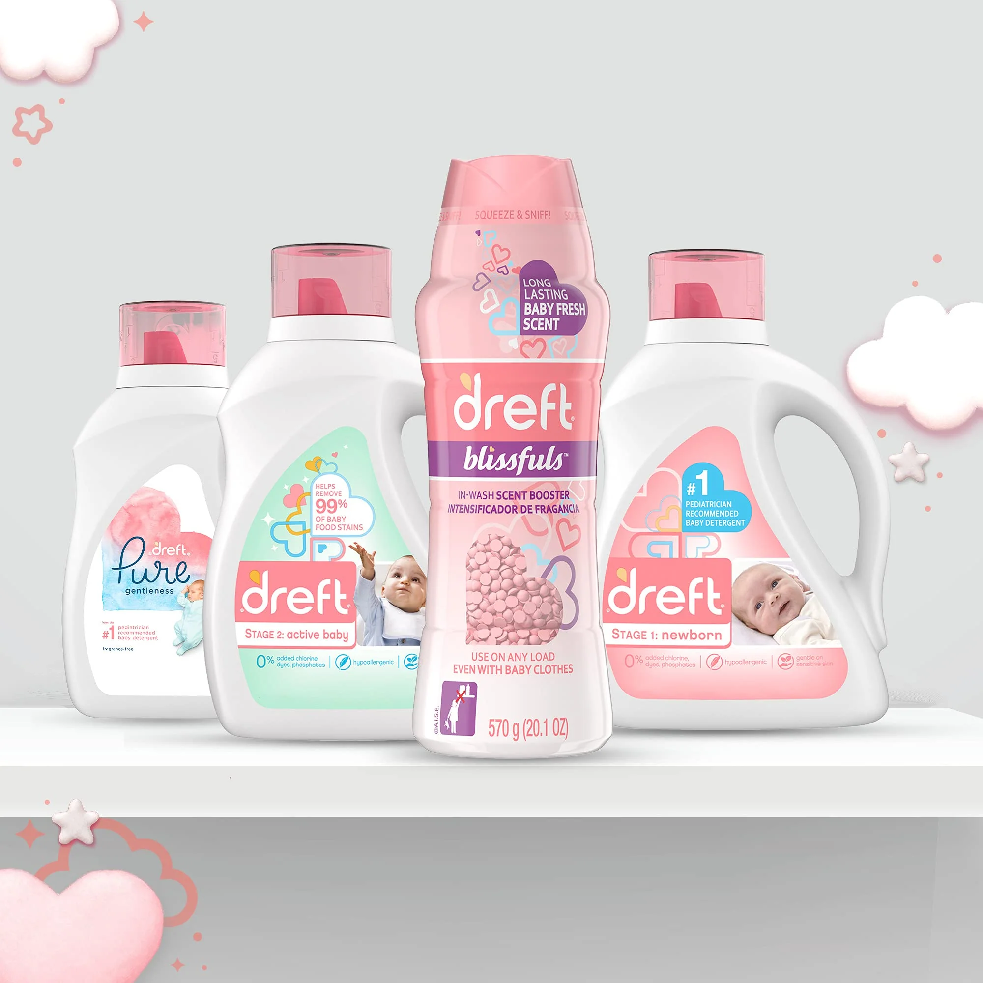 Dreft Blissfuls In-Wash Laundry Scent Booster Beads, Baby Fresh Scent, 18.2 oz - Image 7