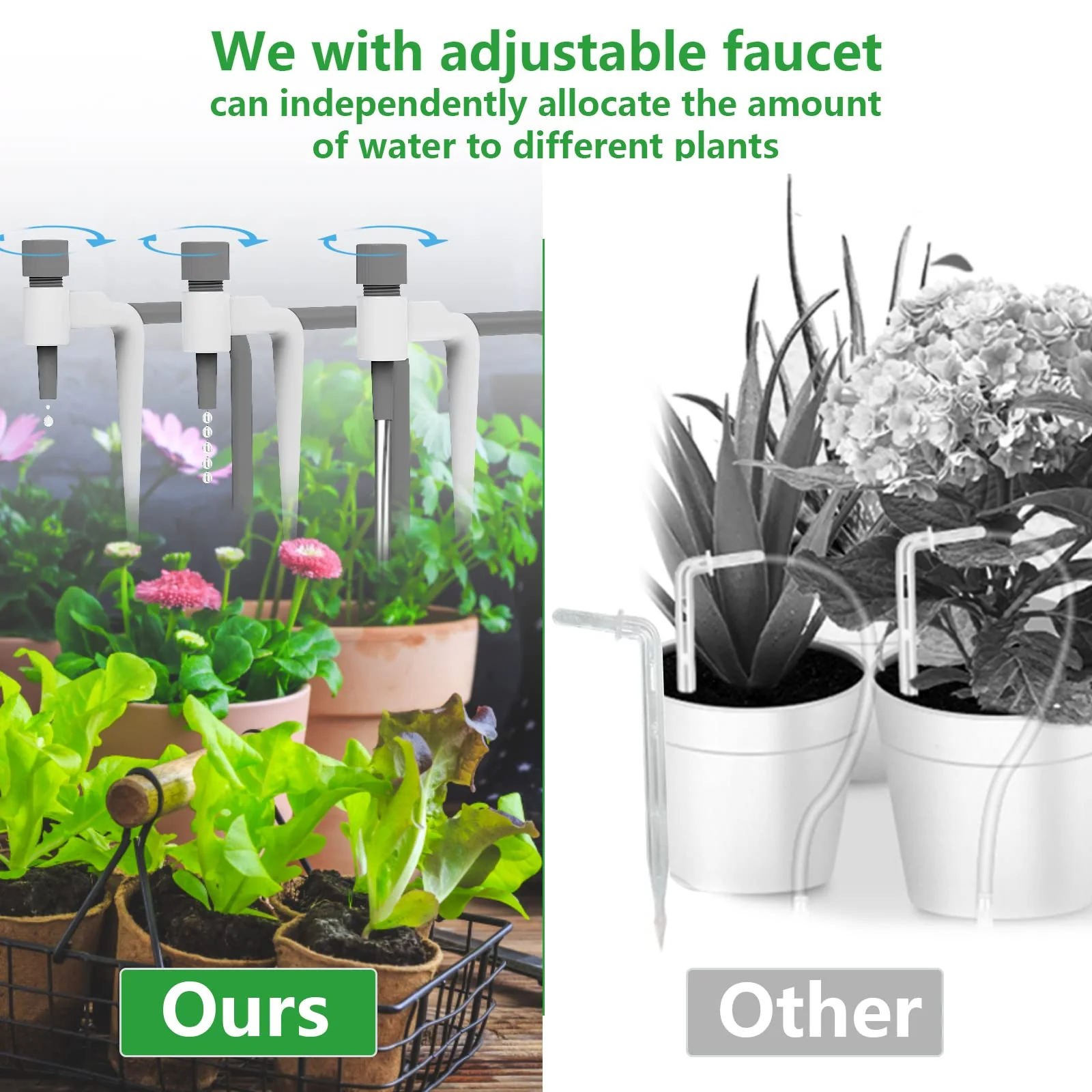 Drip Irrigation Kit,Big Power Automatic Watering System for Potted Plants-12 PCS Adjustable Water Flow Drip Head-Plant Watering Devices,30 Day Interval Programmable Timer,Watering on Working Days - Image 4