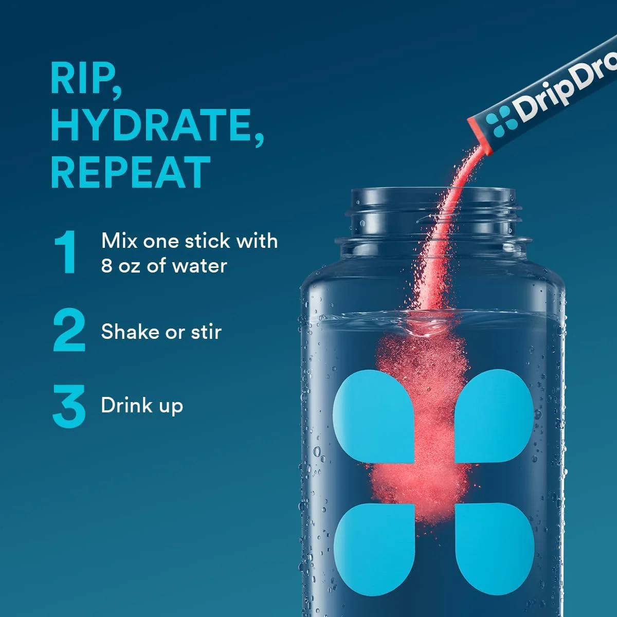 DripDrop Hydration Packets - Juicy Variety Pack - Single Serve Electrolytes Powder Drink Mix - Grape, Fruit Punch, Strawberry Lemonade, Cherry - Non-GMO, Gluten Free, Vegan - 32 Sticks - Image 2