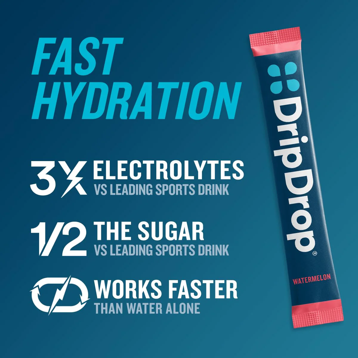 DripDrop Hydration Packets - Watermelon - Single Serve Electrolytes Powder Drink Mix - Non-GMO, Gluten Free, Vegan - 32 Sticks - Image 2