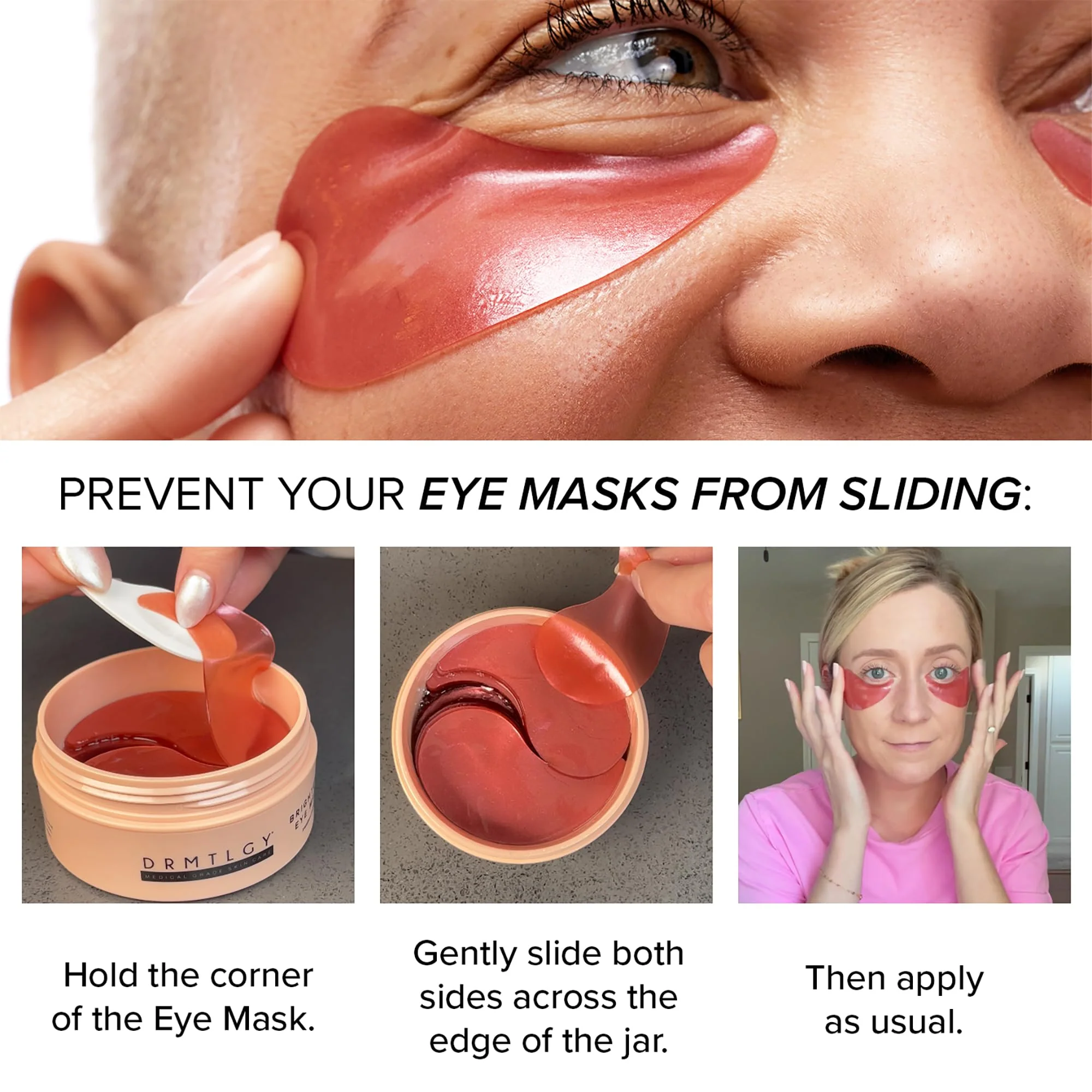 DRMTLGY Brightening Eye Masks (30 Pairs) - Caffeine Eye Masks for Dark Circles and Puffiness with Hyaluronic Acid, Eye Patches for Puffy Eyes - Image 6