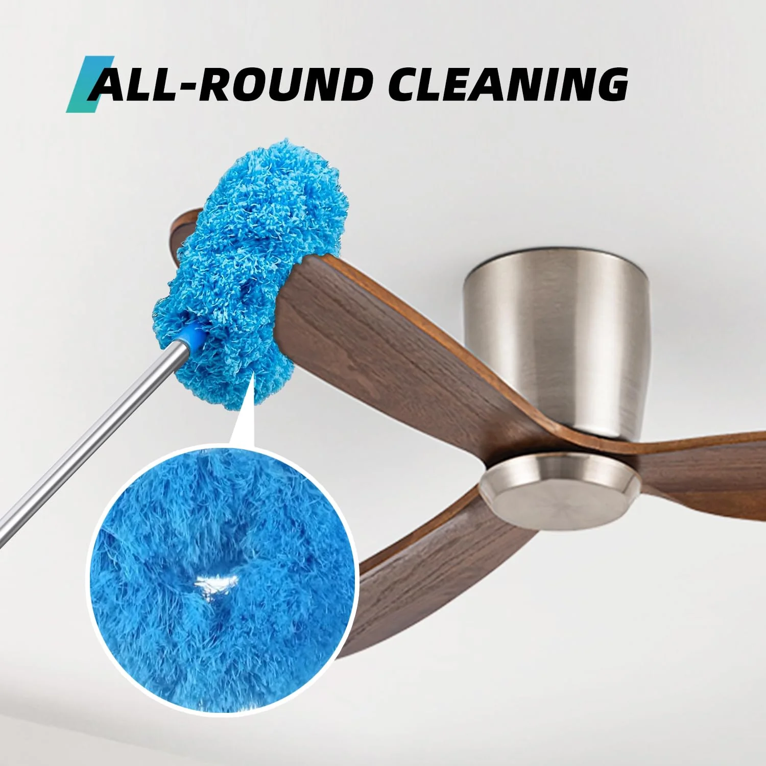 DRQ Ceiling Fan Cleaner Duster, 2 Pack Reusable Microfiber Duster with Extension Pole, 13 to 48 Inch Fan Blade Cleaner, Removable Dusters for Cleaning Walls Bookshelves Door Window Top (Blue) - Image 6