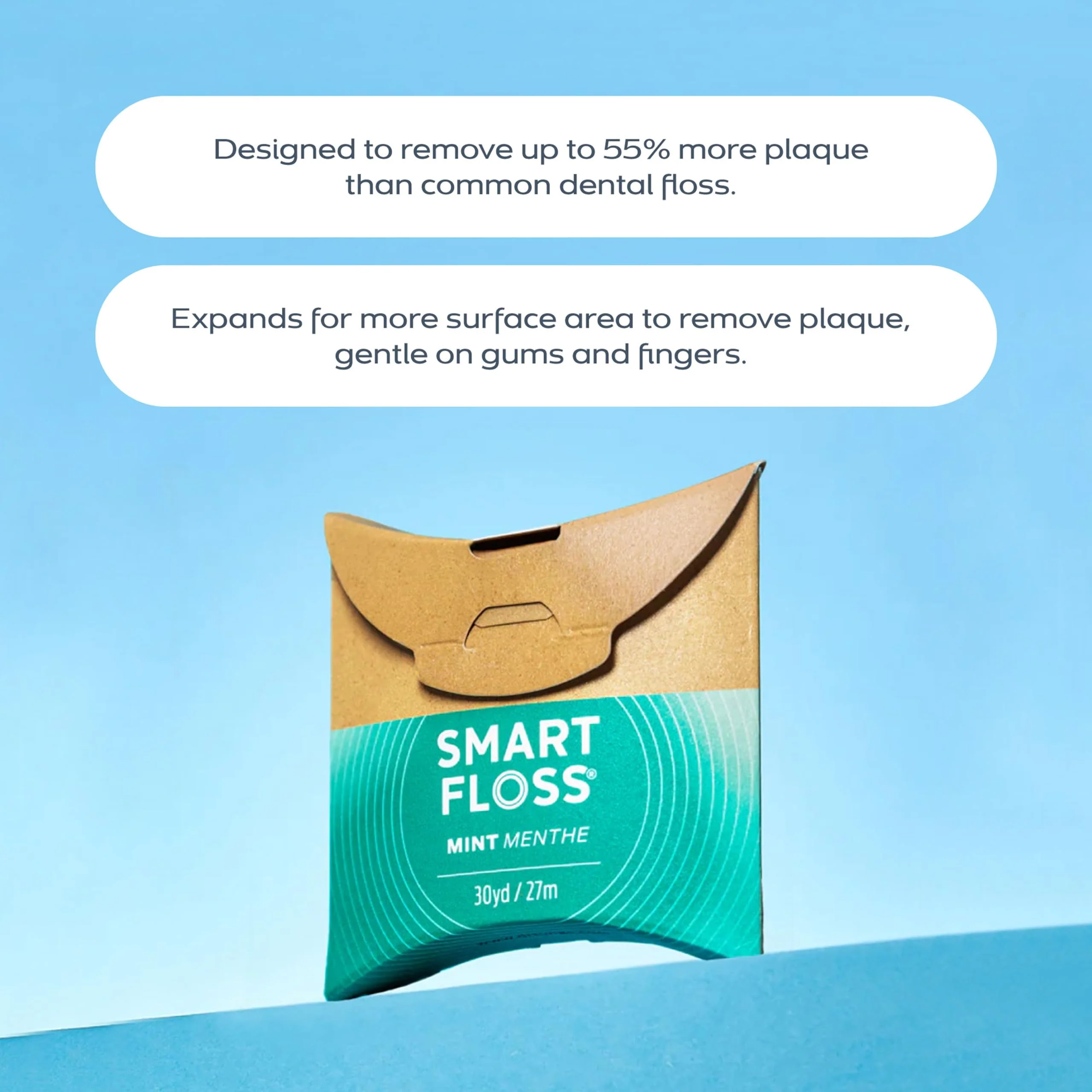 drTung's Smart Floss Mint for Teeth - Natural Expanding Dental Floss, Gentle on Tooth & Gums, Expands & Glides, PTFE & PFAS Free, Certified Organic Mint Essential Oils - Pack of 2 - Image 3