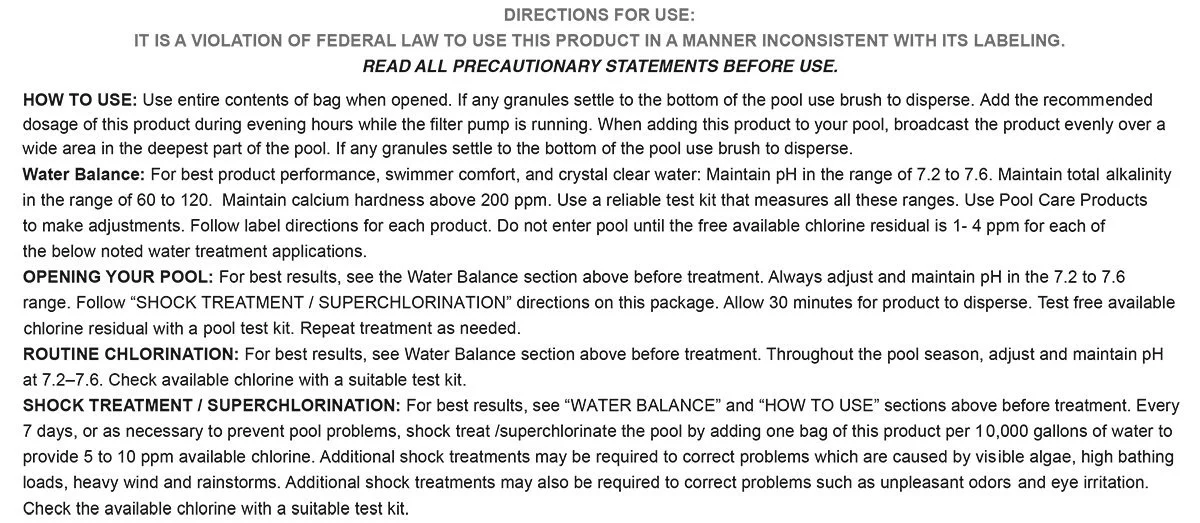 Drytec 1-1901-24 Calcium Hypochlorite Chlorine Shock Treatment for Swimming Pools, 1-Pound, 24-Pack - Image 3