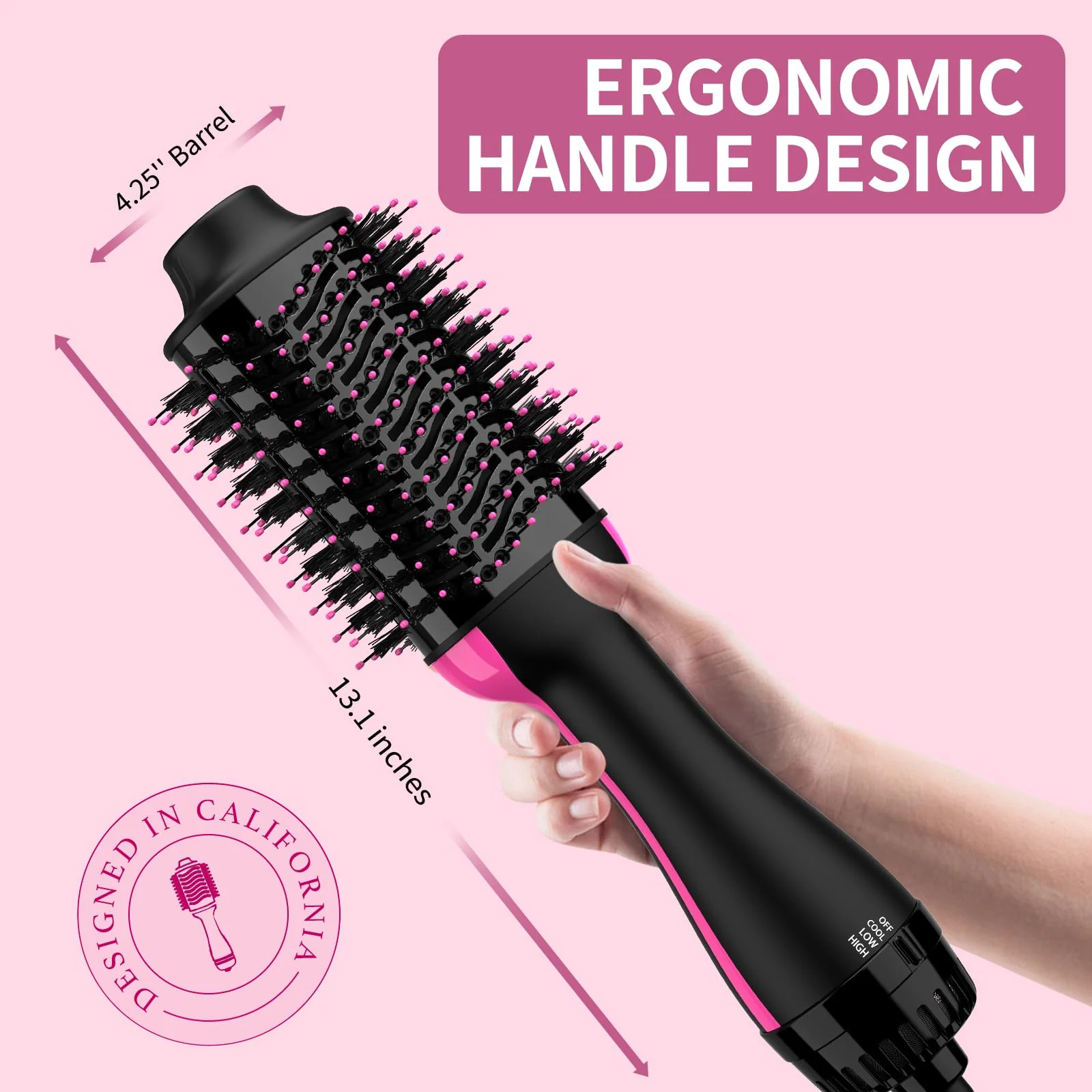Dual Voltage Hair Dryer Brush with Negative Ion Anti-frizz Styler - Hot Air Volumizer for 110V-120V/220V-240V European and Travel Use - Image 2