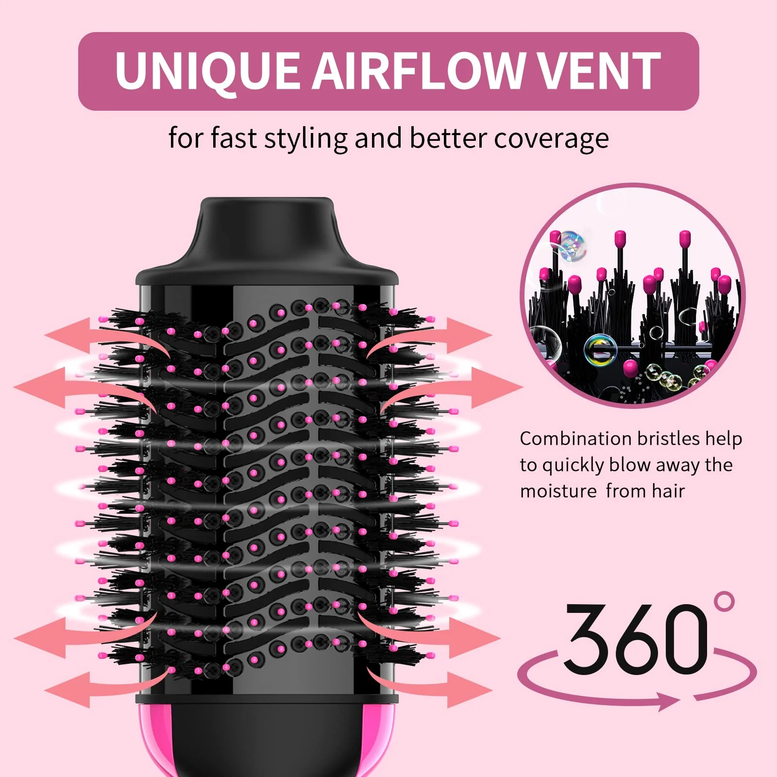 Dual Voltage Hair Dryer Brush with Negative Ion Anti-frizz Styler - Hot Air Volumizer for 110V-120V/220V-240V European and Travel Use - Image 5