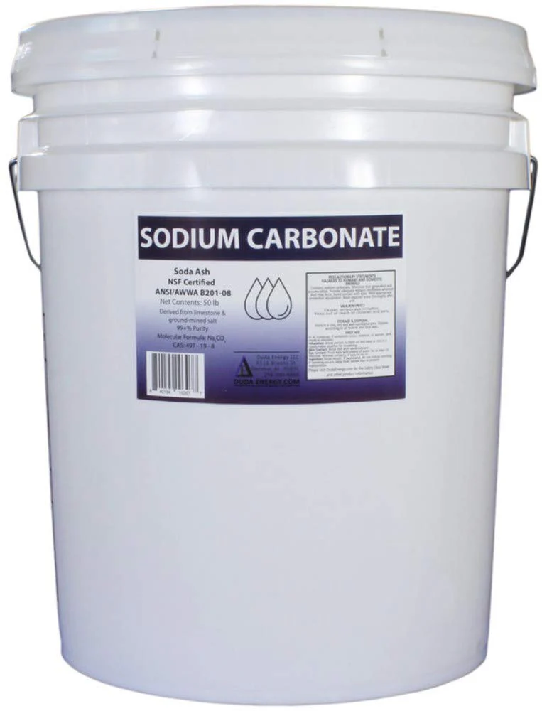 Duda Energy 50 lb Pail of Pure Sodium Carbonate Dense Soda Ash Na2CO3 pH Adjust Chemical Spa Pool Cleaning Dishwasher, White