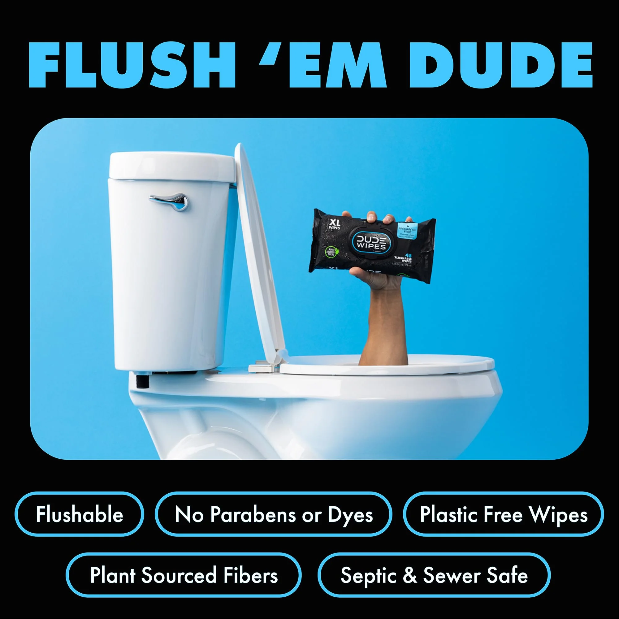 DUDE Wipes - Flushable Wipes - 8 Pack, 336 Count - Unscented Extra-Large Adult - Vitamin-E & Aloe - Septic and Sewer Safe - Image 6