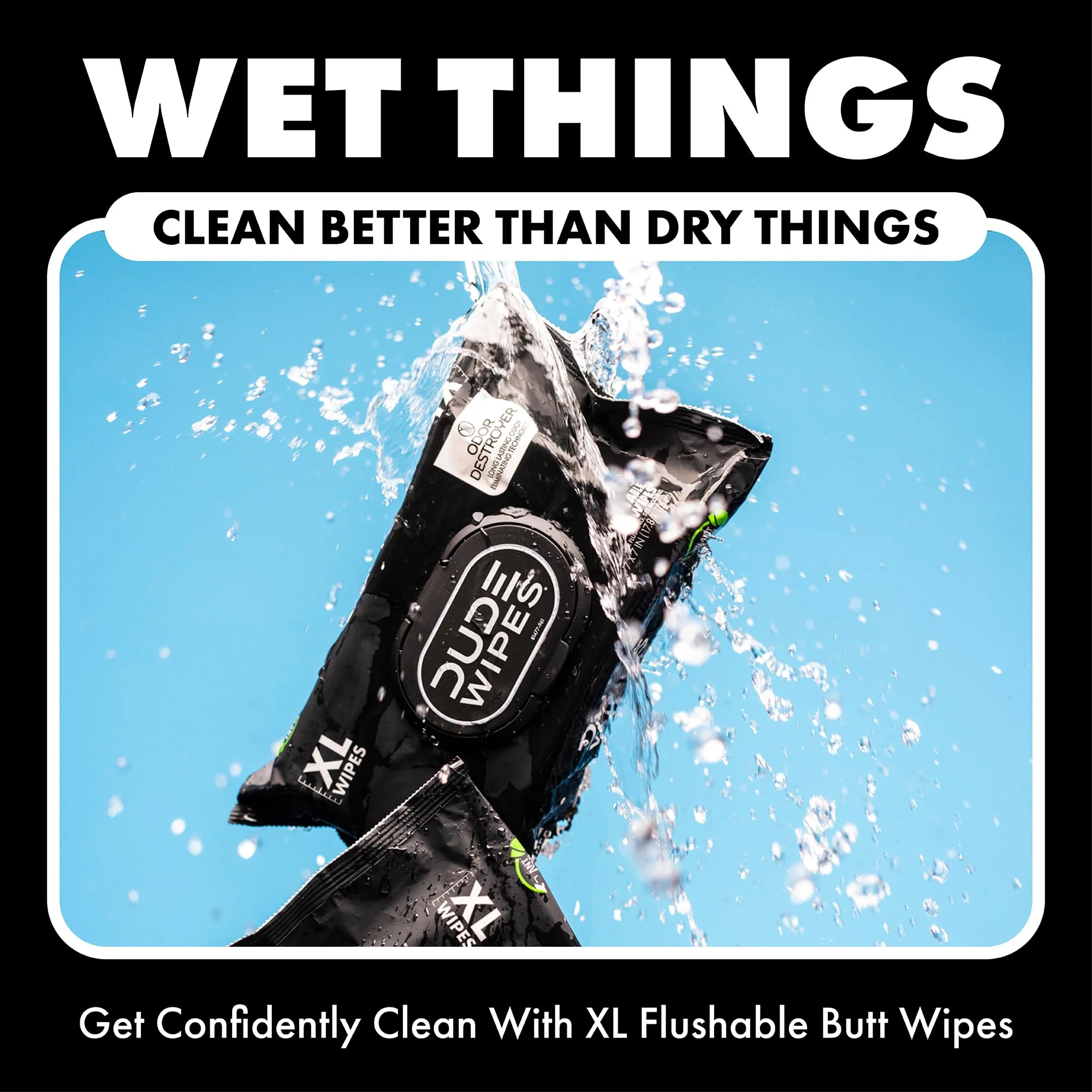 DUDE Wipes - Flushable Wipes for Adults -, Odor Destroyer XL - Deodorizing with Clean Scent - Up to 24 Hours of Odor-Destroying Technology,48 Count (Pack of 12) - Image 5