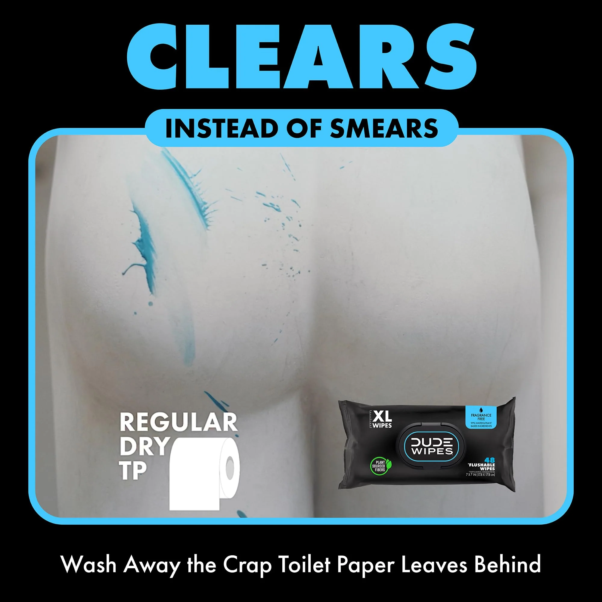 DUDE Wipes - Flushable Wipes Travel Package, Extra Large - Unscented - with Vitamin E & Aloe - Septic and Sewer Safe, 18 Count (Pack of 72) - Image 2