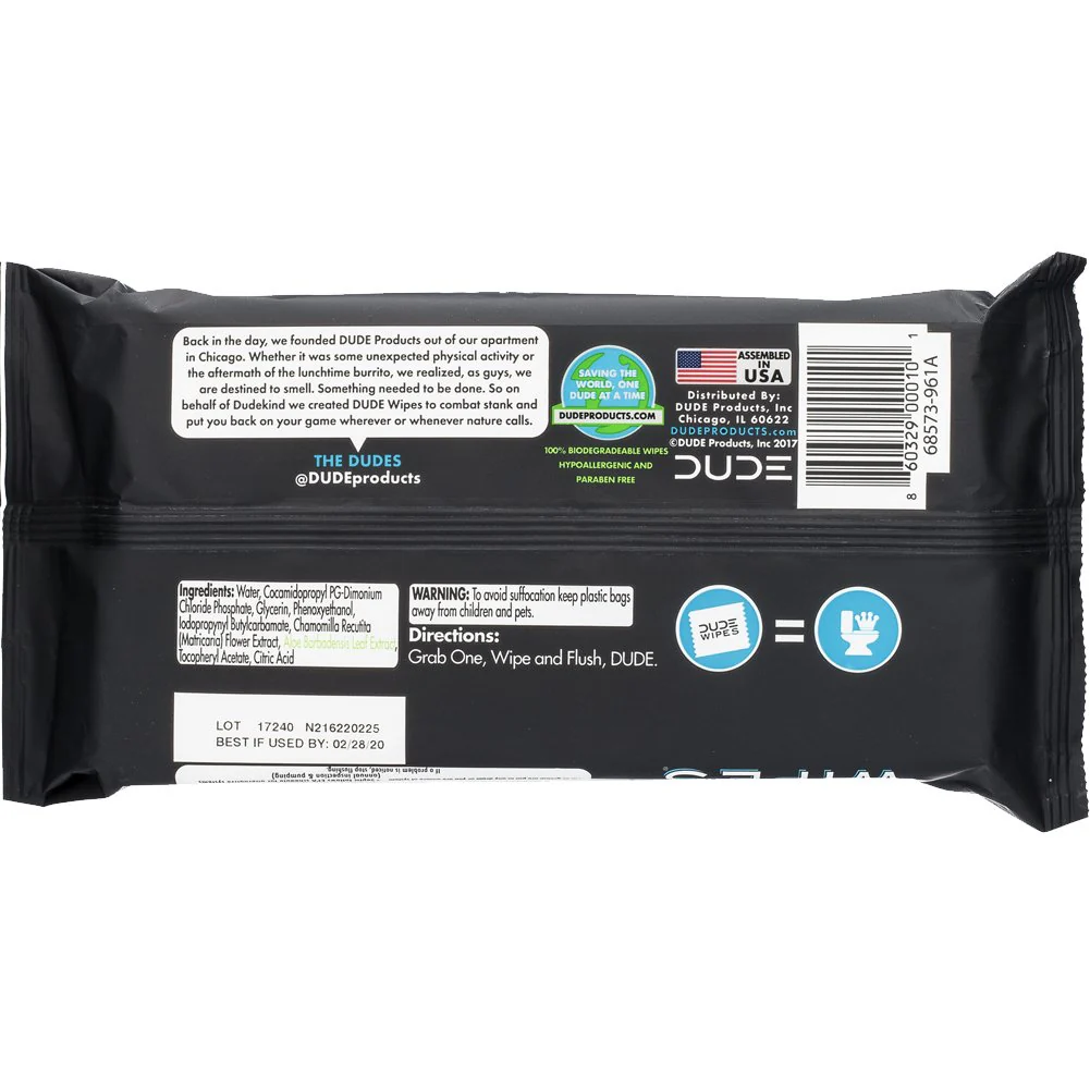 DUDE Wipes Flushable Wipes, Unscented with Vitamin-E & Aloe, 100% Biodegradable, Dispenser (12 Packs, 576 Total Count) - Image 3
