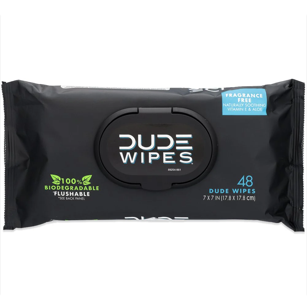 DUDE Wipes Flushable Wipes, Unscented with Vitamin-E & Aloe, 100% Biodegradable, Dispenser (12 Packs, 576 Total Count) - Image 4