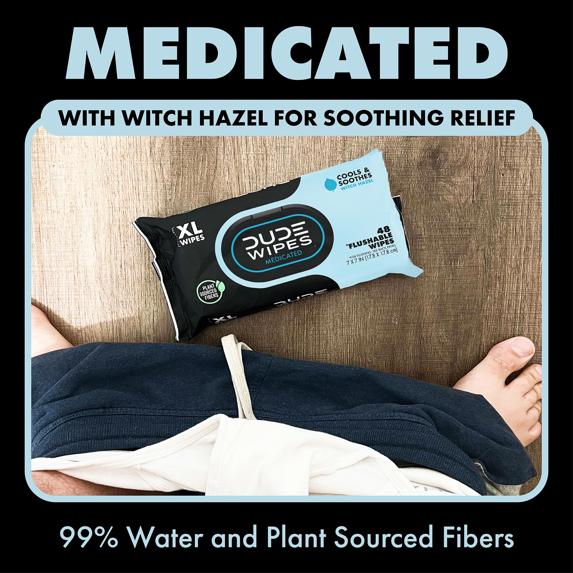 DUDE Wipes Fragrance Free Hemorrhoid Flushable Wipes - 3 Pack (144 Count) - Extra-Large, Medicated with Witch Hazel for Soothing Relief - Septic and Sewer Safe - Image 8