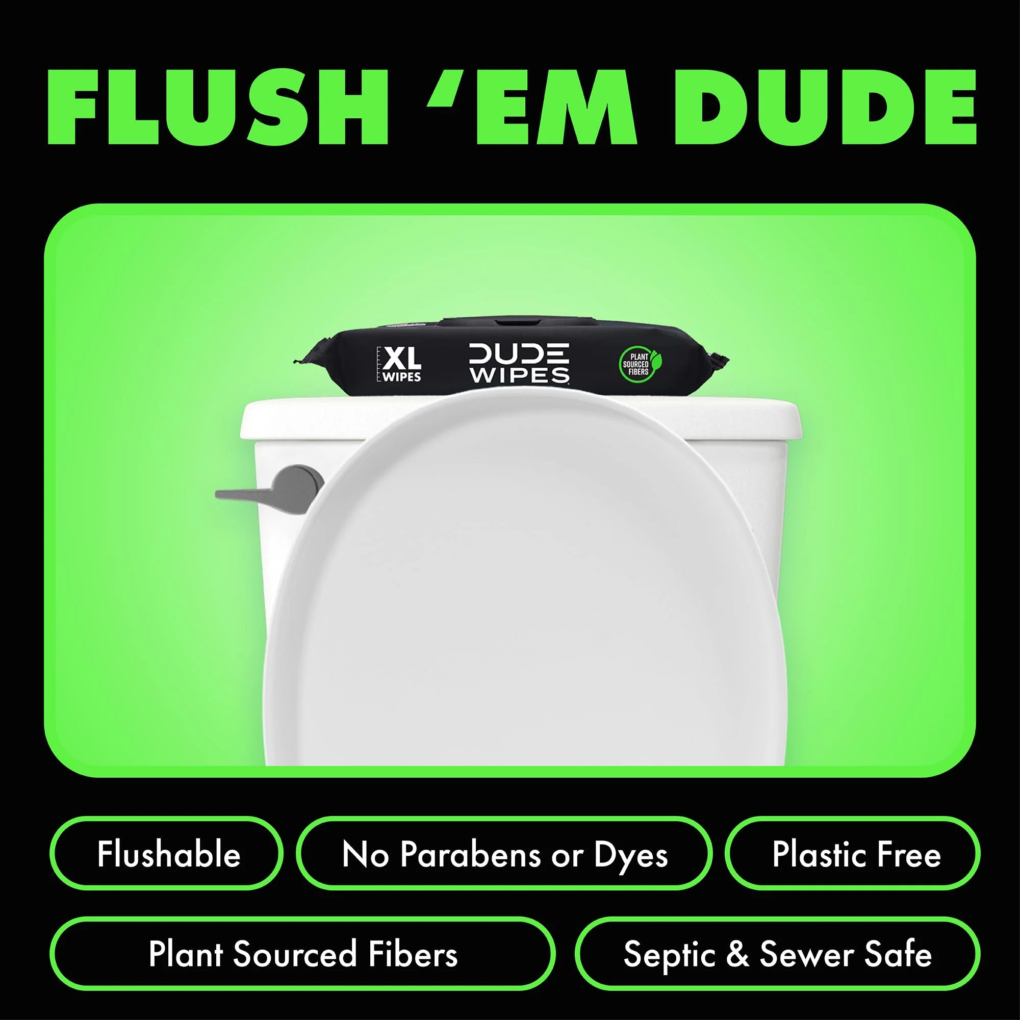 DUDE Wipes Herbal Relief Flushable Wipes - Extra-Large Adult Wet Wipes - 12 Pack (144 Count) - Infused with Soothing Witch Hazel, Geranium Essential Oils, Vitamin E, and Aloe - Septic and Sewer Safe - Image 3
