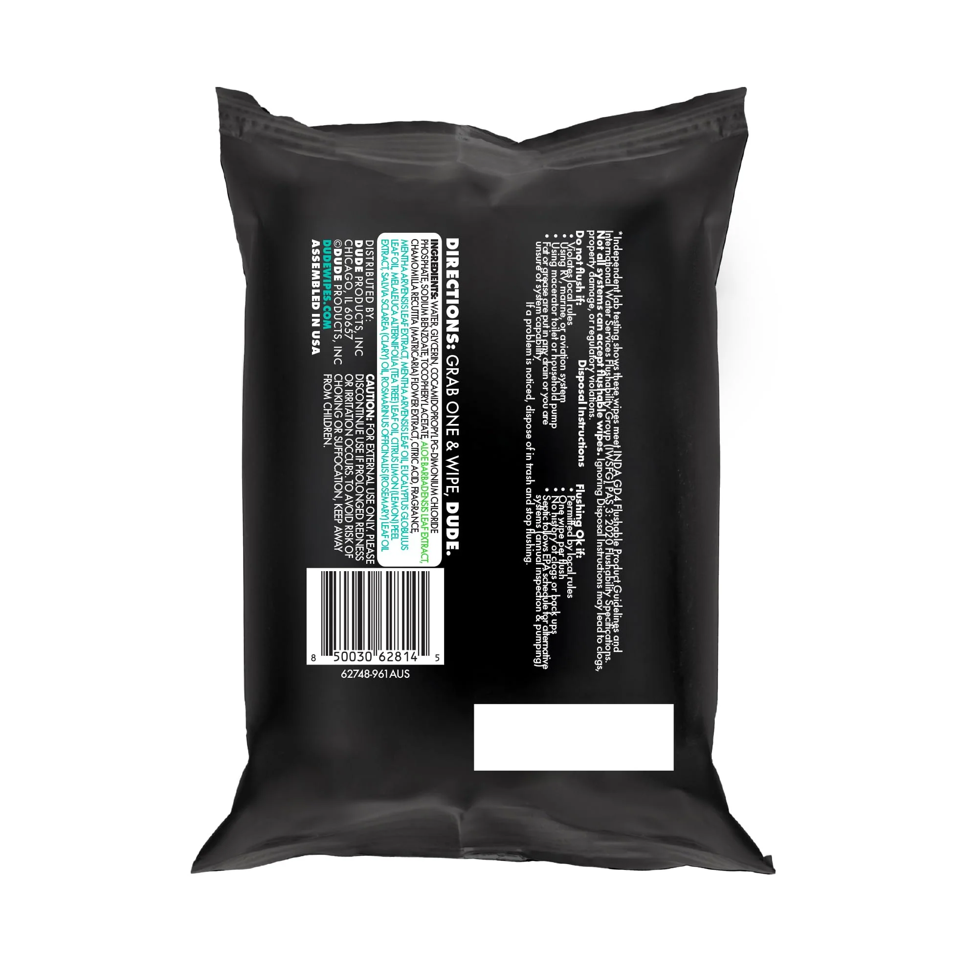 DUDE Wipes Mint Chill Travel Wipes - 6 Packs of 18 (108 Count) - Extra-Large Adult Flushable Wipes - Infused with Tea Tree Oil, Vitamin E, and Aloe - Septic and Sewer Safe - Image 2