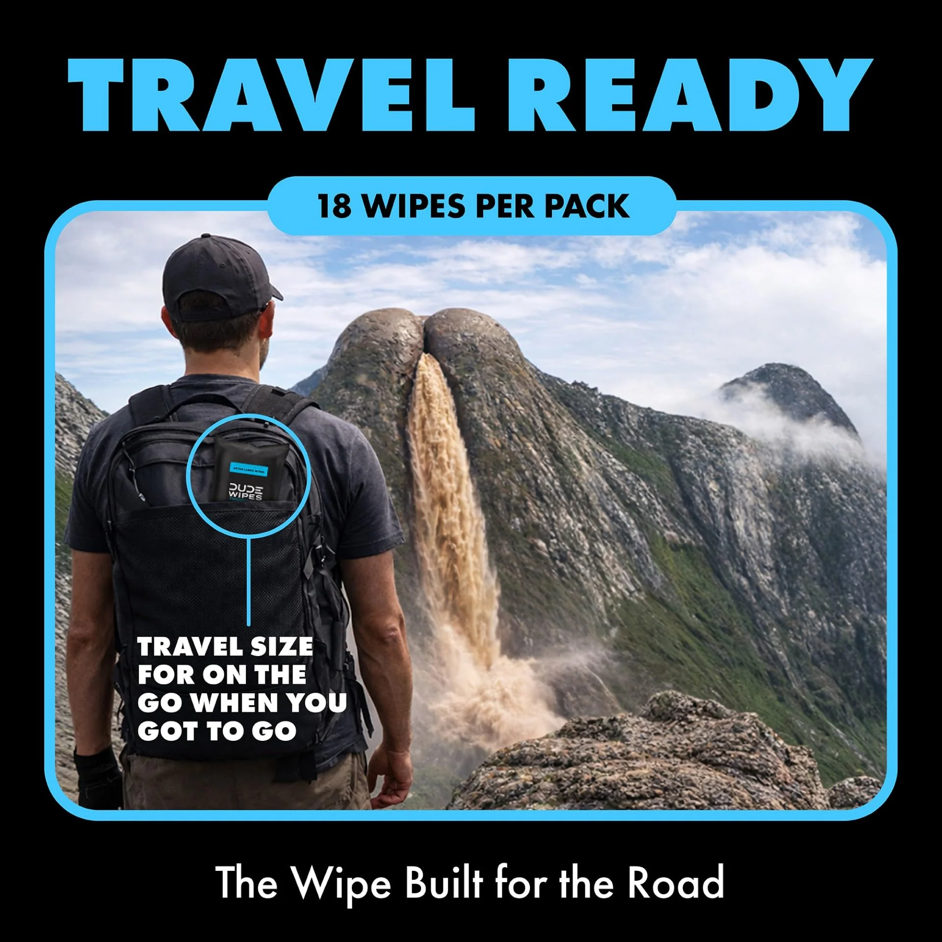 DUDE Wipes Unscented Travel Wipes - 6 Packs of 18 (108 Count) - Extra-Large Adult Flushable Wipes for Sensitive Skin - Infused with Vitamin E and Aloe - Septic and Sewer Safe - Image 2