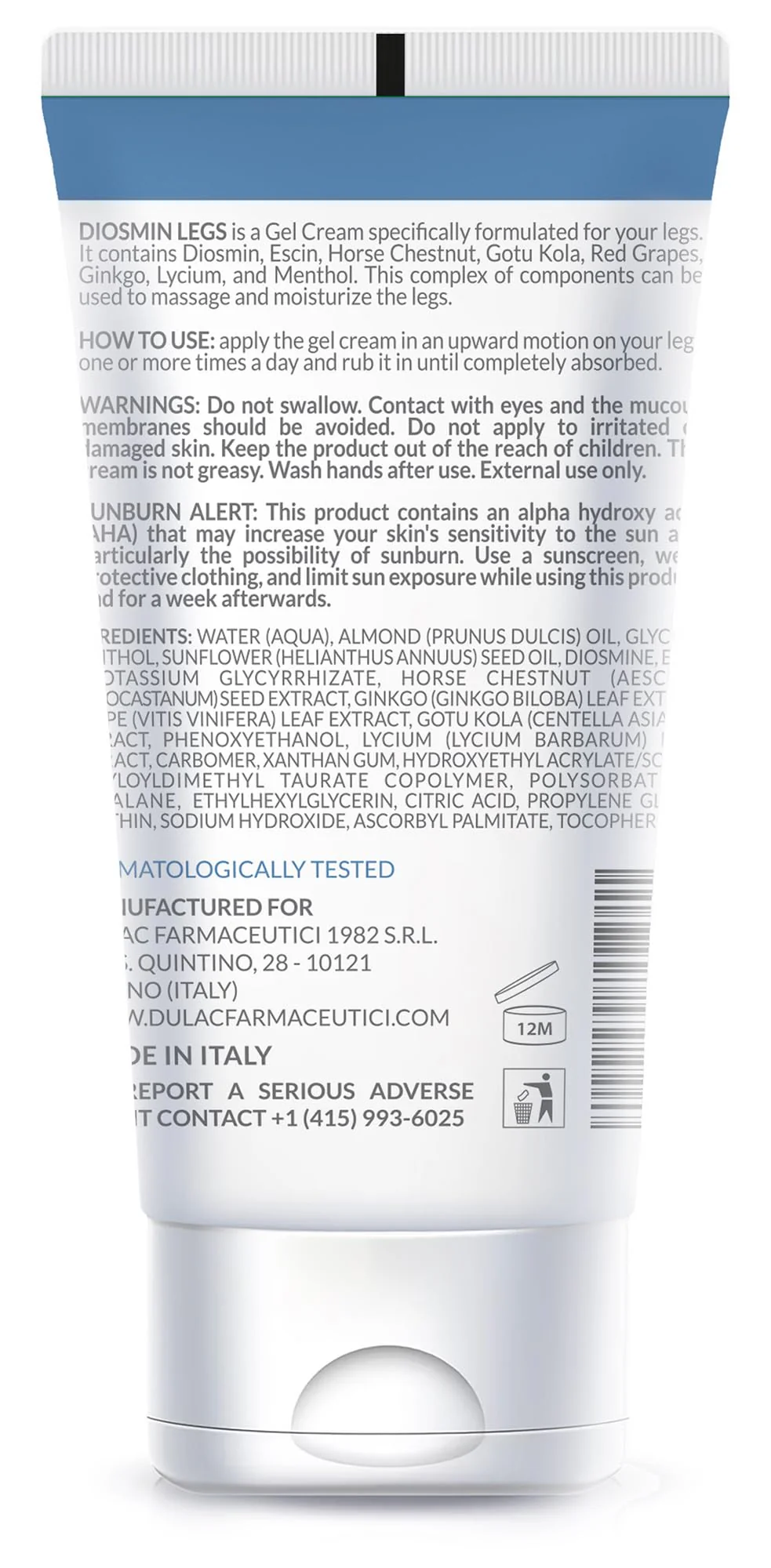 Dulac, Diosmin Legs Gel Cream, Cooling & Refreshing, with Diosmin & Menthol, Horse Chestnut Extract, Butcher's Broom & Red Vine, Fast-Absorbing, Non-Greasy, Daily Leg Care, 5.07 fl oz, Made in Italy - Image 7
