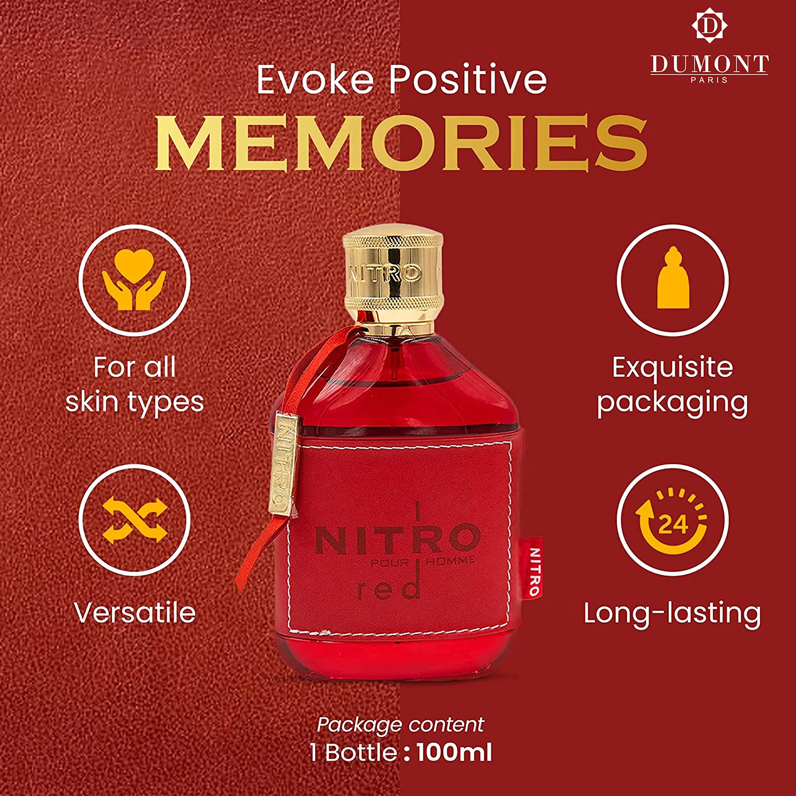 Dumont Nitro Red 3.4 Fl Oz Eau De Parfum for Men – Rich Fruity Woody Floral Fragrance – Luxurious Long Lasting Scent - Image 4