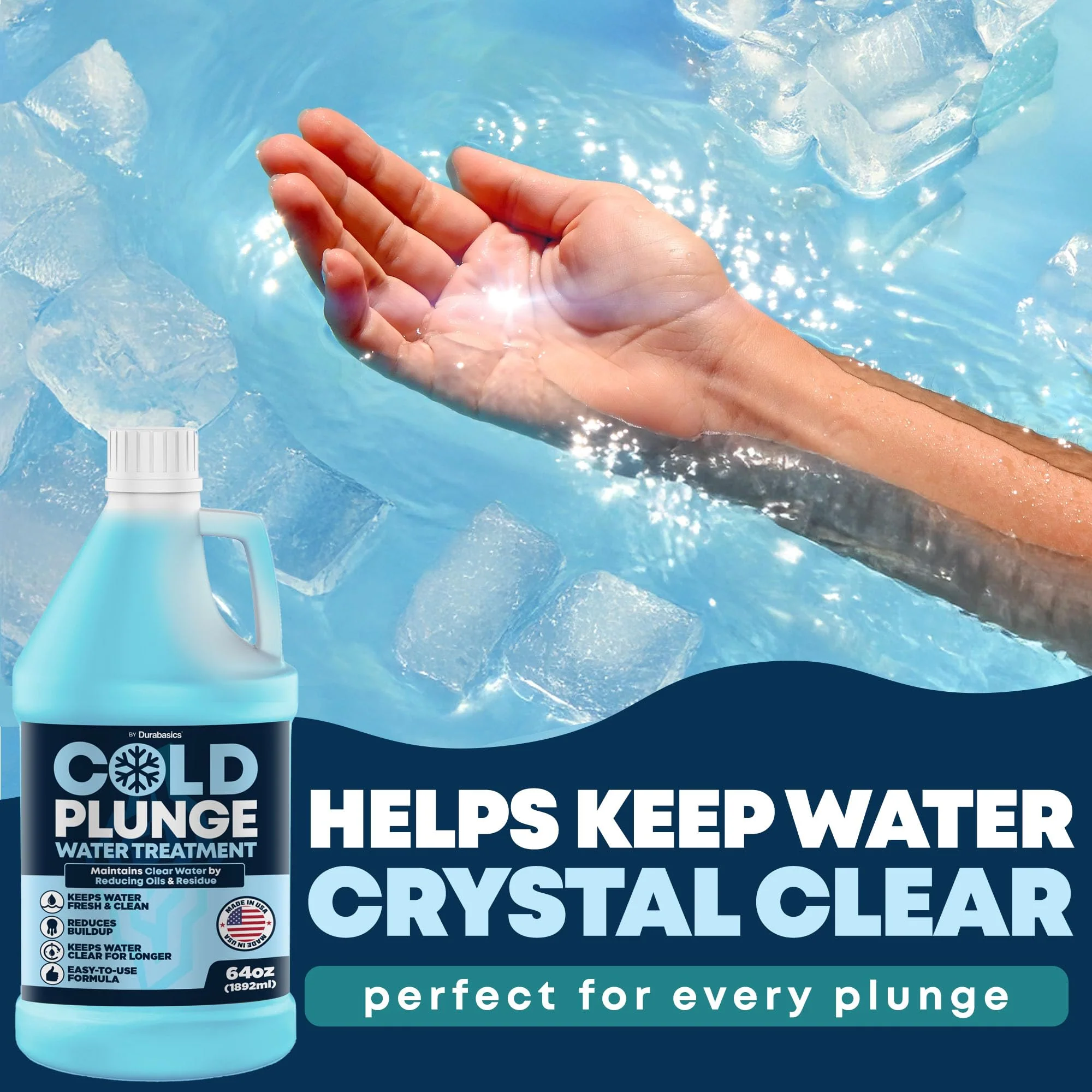 Durabasics 3in1 Cold Plunge Water Treatment – Helps Maintain Clear, Fresh-Looking Water | Cold Plunge Cleaner & Water Stabilizer | 64 -Week Supply | Easy to Use | Ice Bath Water Treatment – 64 oz - Image 7