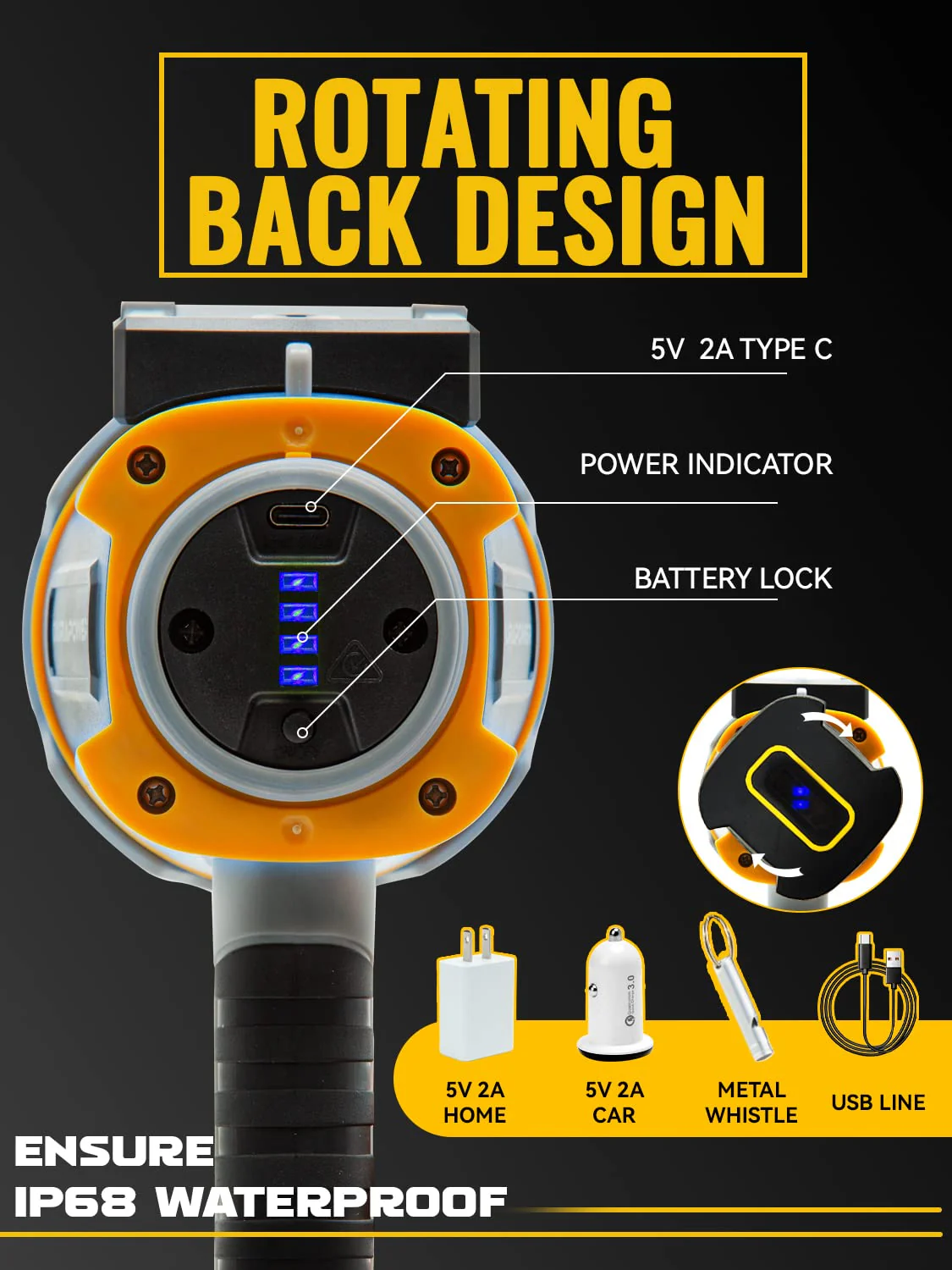 Durapower Boat Spotlight Flashlight, High Lumen IP67 Waterproof Super Bright Rechargeable Spotlight, Long Lasting Flashlight,1148ft Range Portable Handheld Spot Light Outdoor for Marine Boat Hunting - Image 4