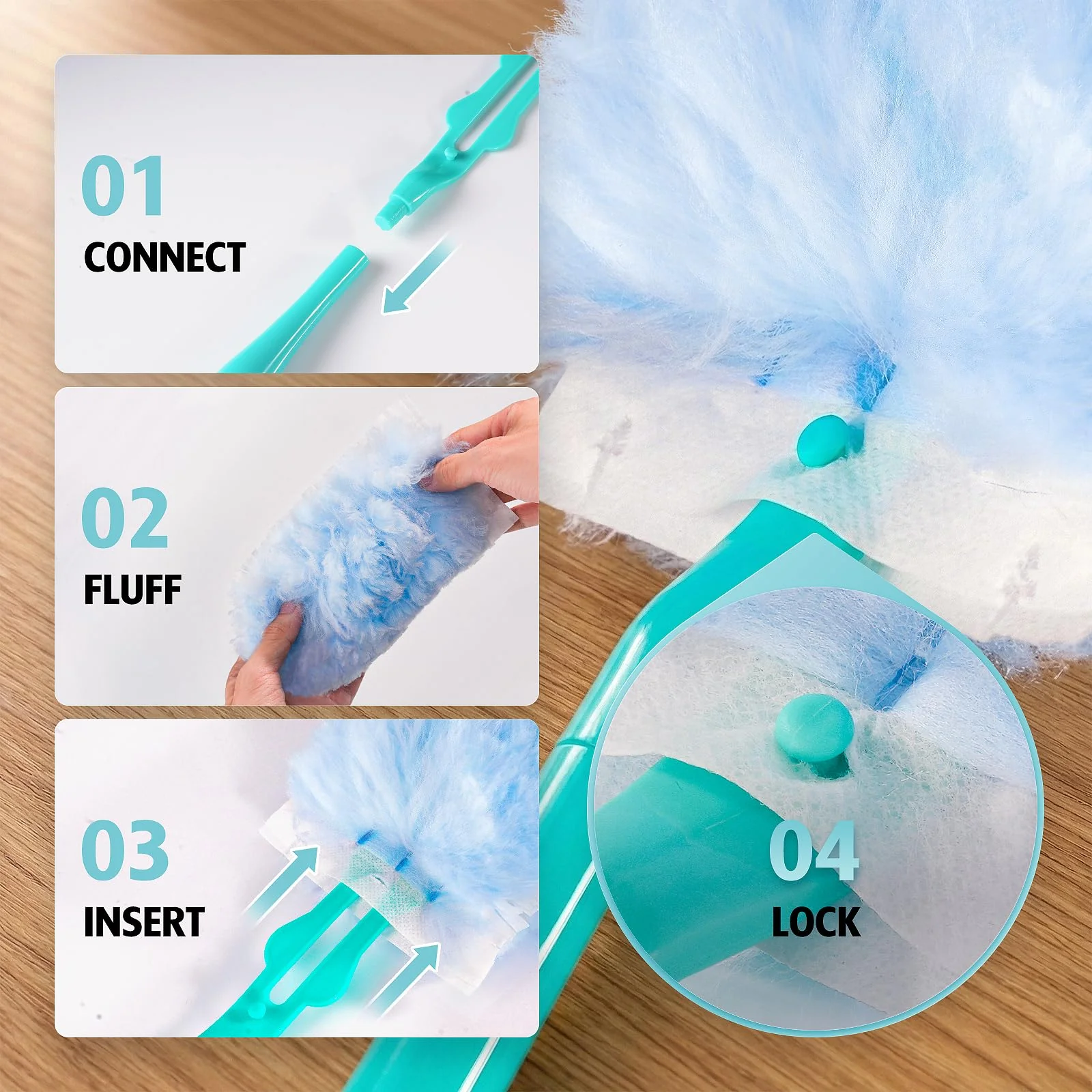 Duster Refill for Swiffer Duster, 30 Count Heavy Duty 2 Side 360° Duster Refills with 1 Handle, 4X Microfibers, Disposable Multi Surface Dusters for Cleaning - Image 5