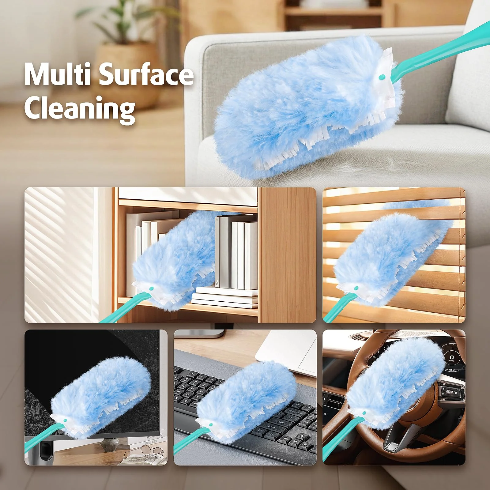 Duster Refill for Swiffer Duster, 30 Count Heavy Duty 2 Side 360° Duster Refills with 1 Handle, 4X Microfibers, Disposable Multi Surface Dusters for Cleaning - Image 6