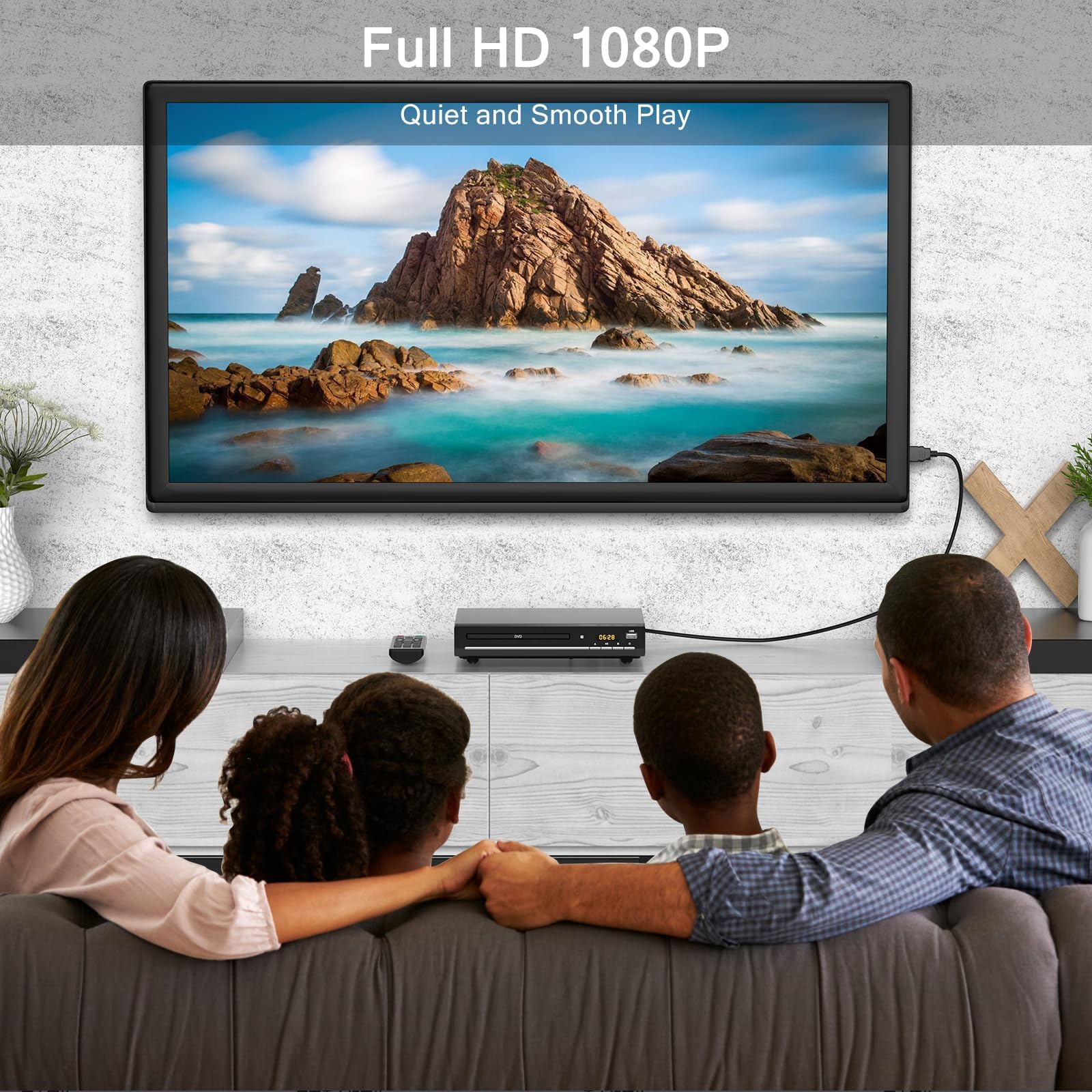 DVD Players for TV with HDMI,Plays All Regions and Formats,CD Player for Home,Support 1080P Video/CD/DVD/VCD/JPEG/USB, Remote, HDMI and RCA Cables Included - Image 6
