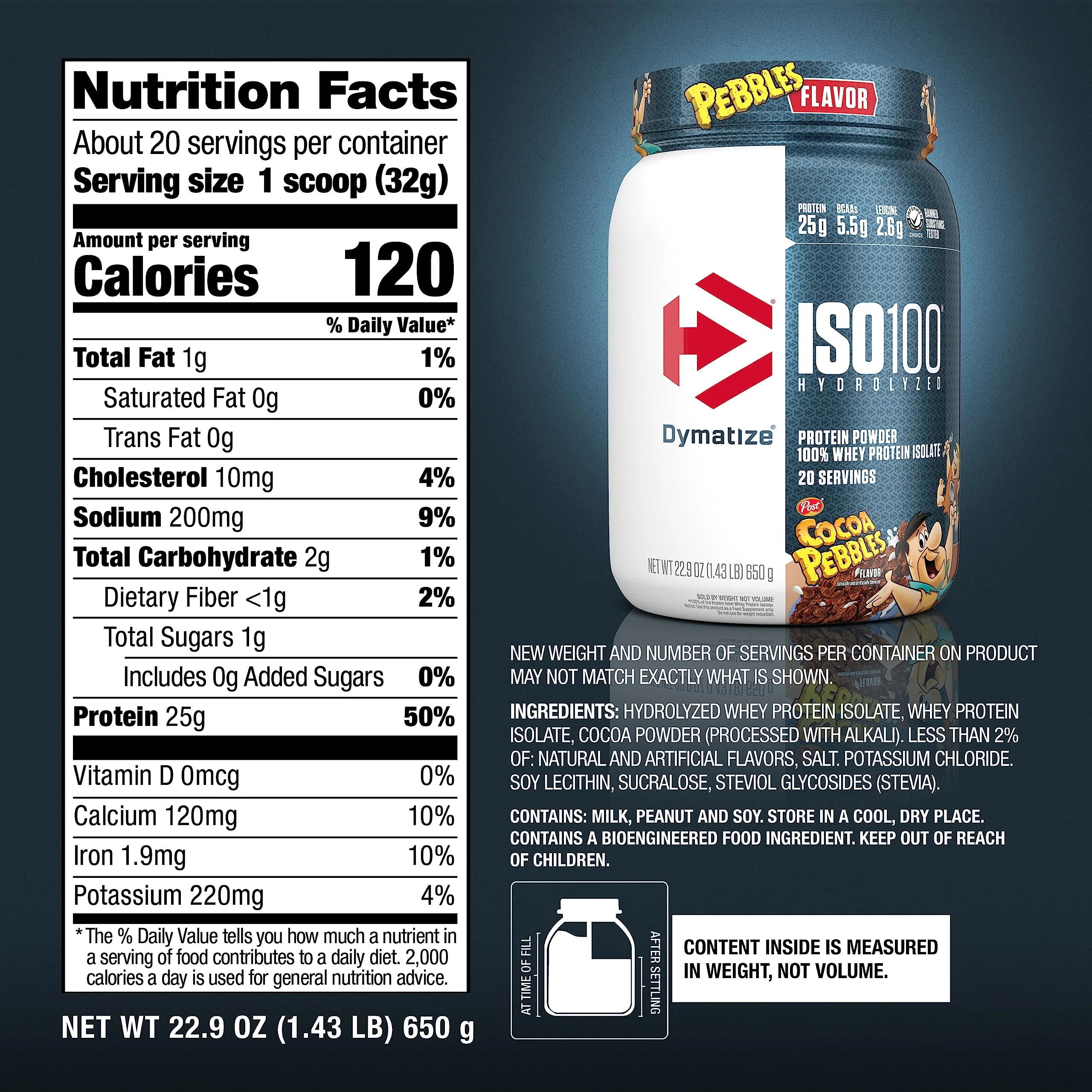 Dymatize x Cocoa Pebbles ISO100 Whey Protein Powder Isolate, 25g of Protein, 20 Servings, 5.5g BCAAs, 120 Cal., Gluten Free, 1g Fat, 1g Sugar, 2g Carb - Image 5