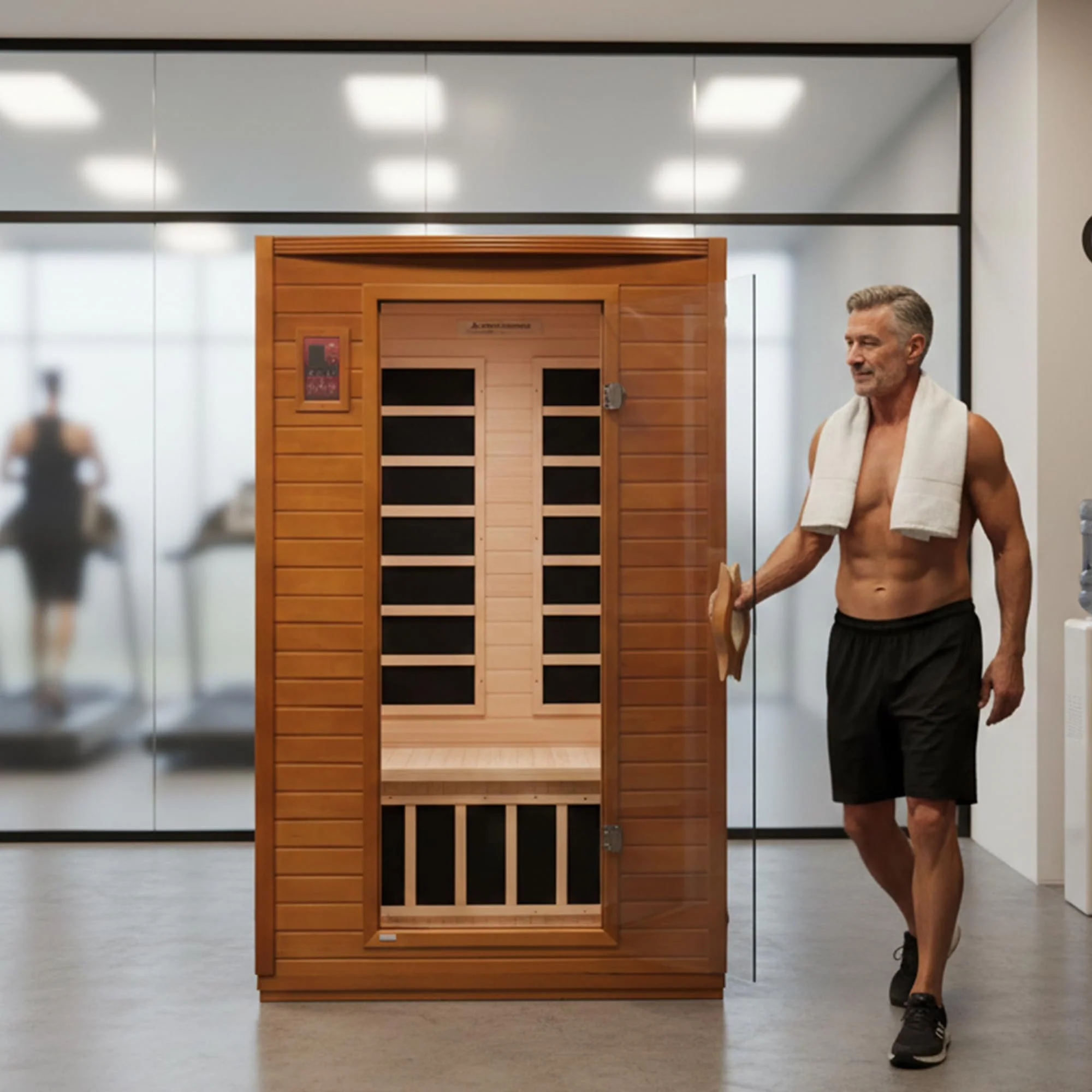 DYNAMIC SAUNAS Andora 2-Person Low EMF FAR Infrared Sauna with Red Light Therapy - Personal Indoor Dry Heat Wooden Sauna with Bluetooth Speakers for Home & Gym - Made from Canadian Hemlock Wood - Image 3
